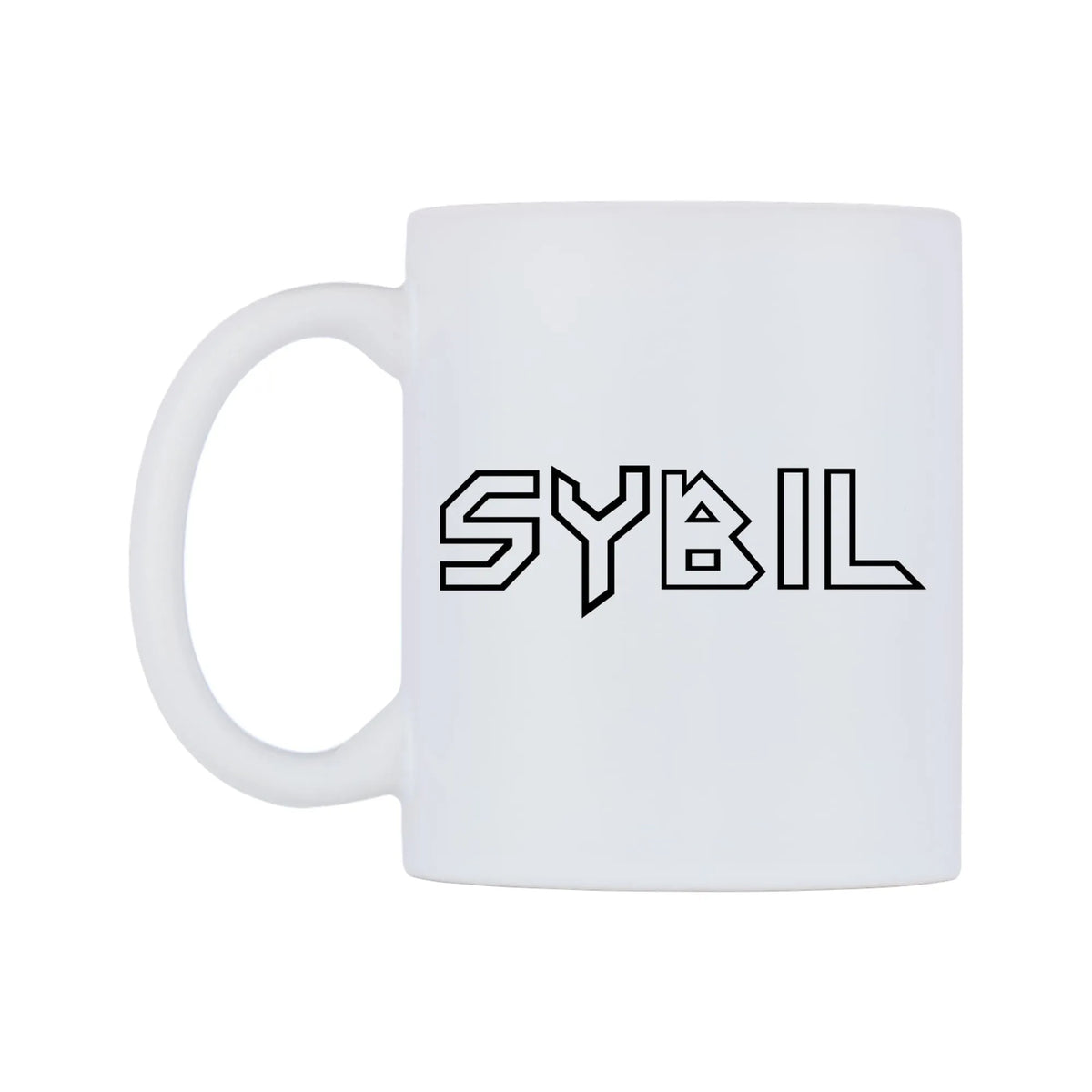 Sybil - Iron Maiden Themed Mug — white 11oz gloss mug, right side, on a white background