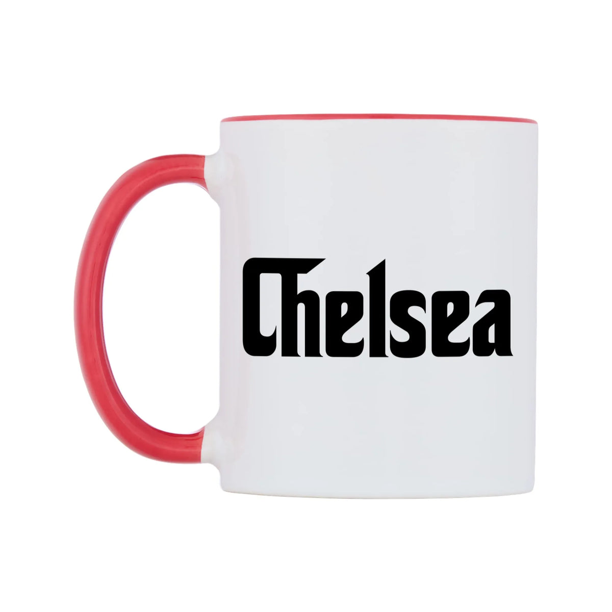 Chelsea - Godfather Themed Mug — white 11oz gloss mug with a red inside and handle, right side, on a white background