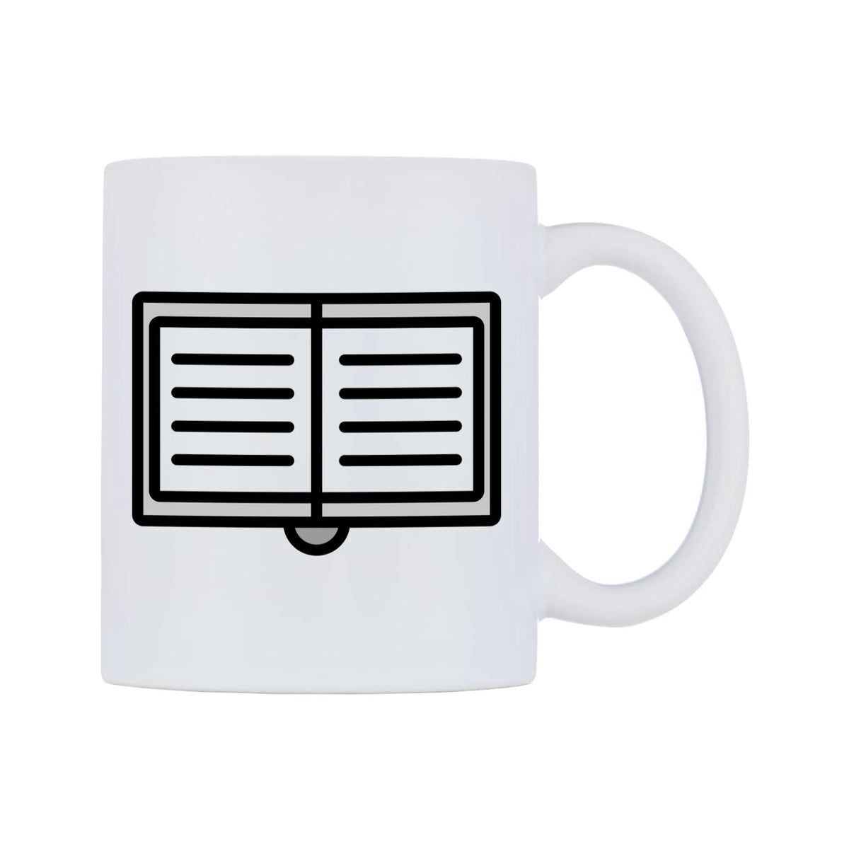 Open Book Emoji Mug — mug, left side, on a white background