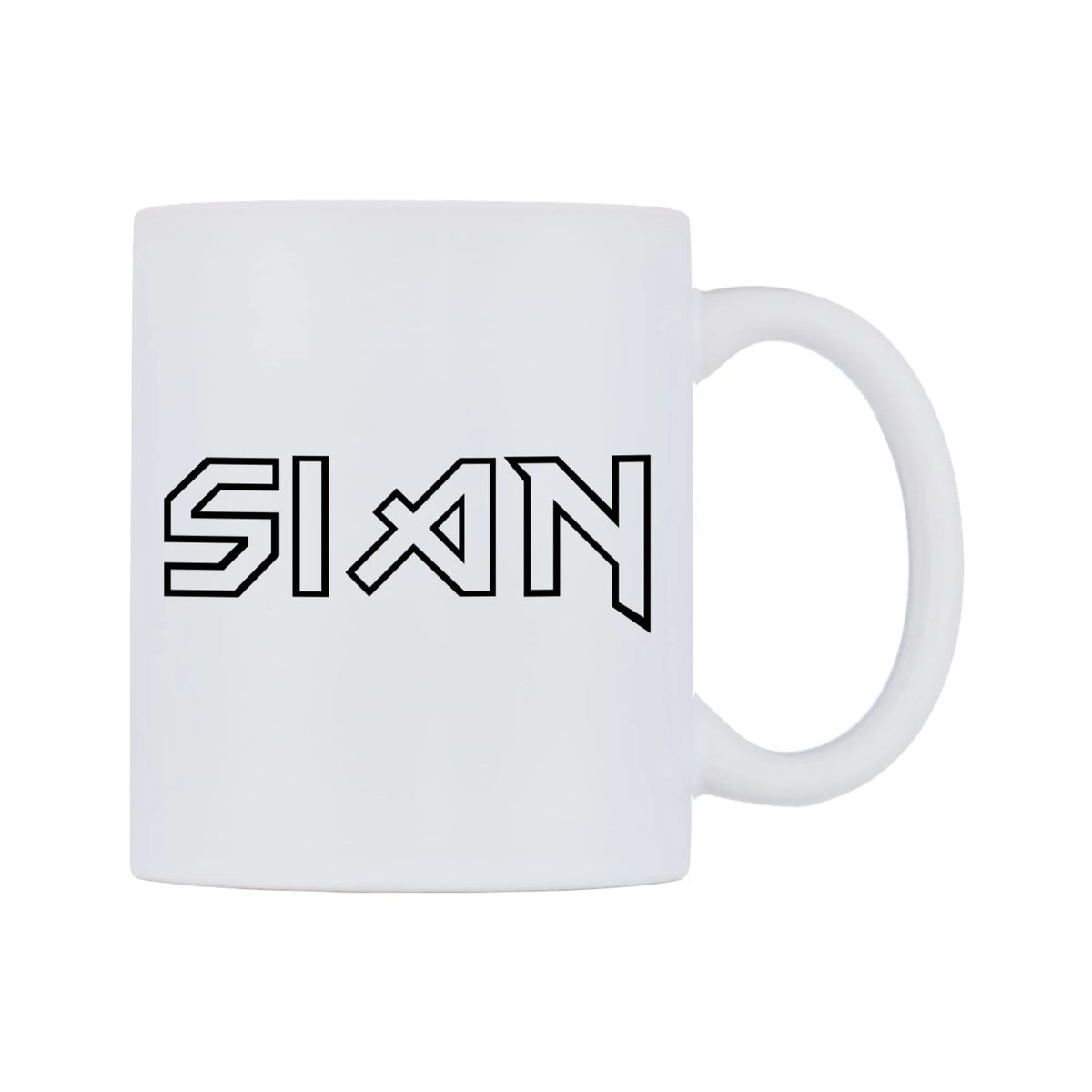 Sian - Iron Maiden Themed Mug — white 11oz gloss mug, left side, on a white background