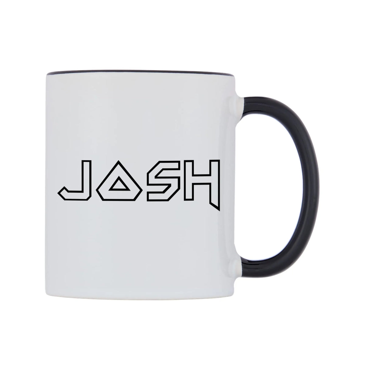 Josh - Iron Maiden Themed Mug — white 11oz gloss mug with a black inside and handle, left side, on a white background