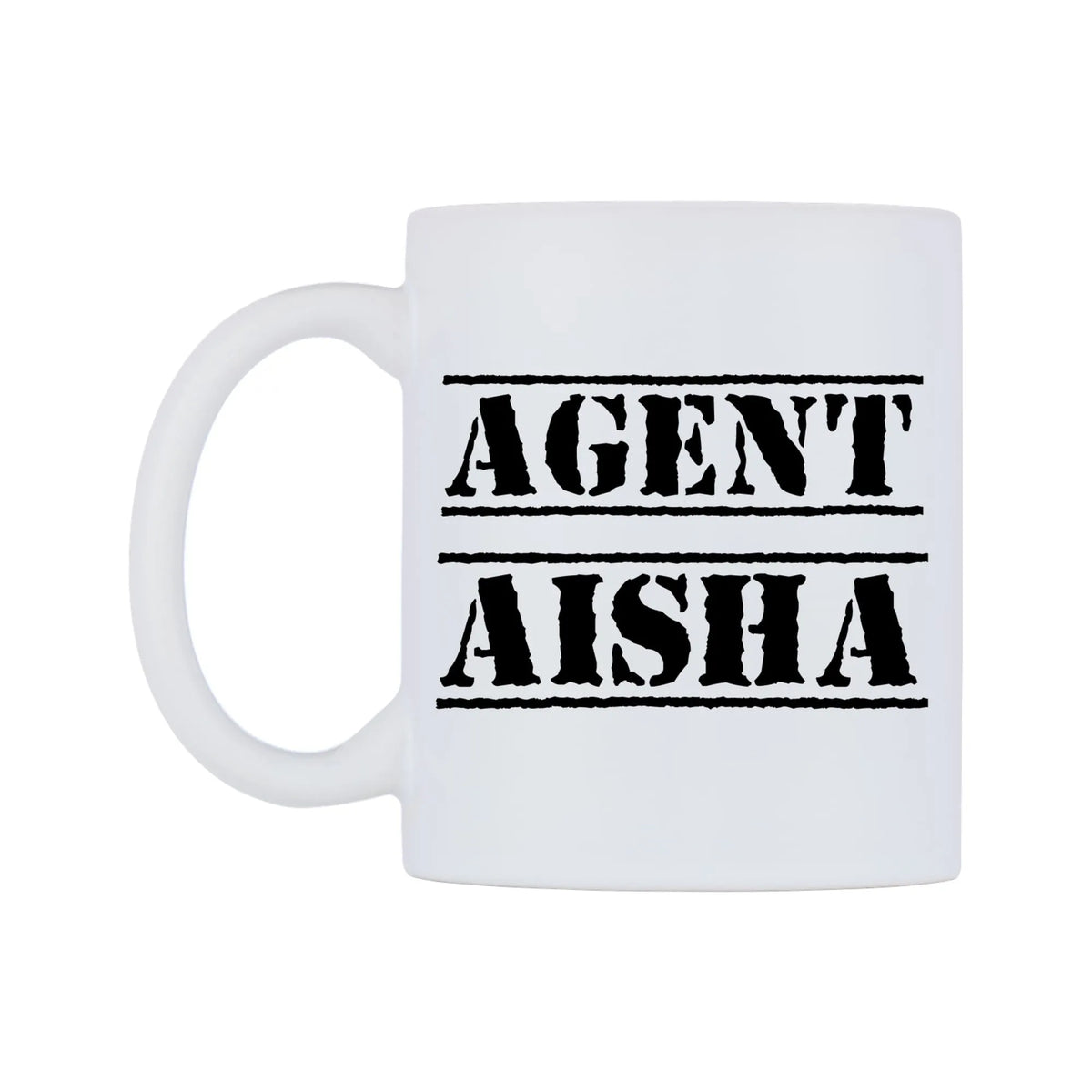 Agent Aisha Mug — mug, right side, on a white background