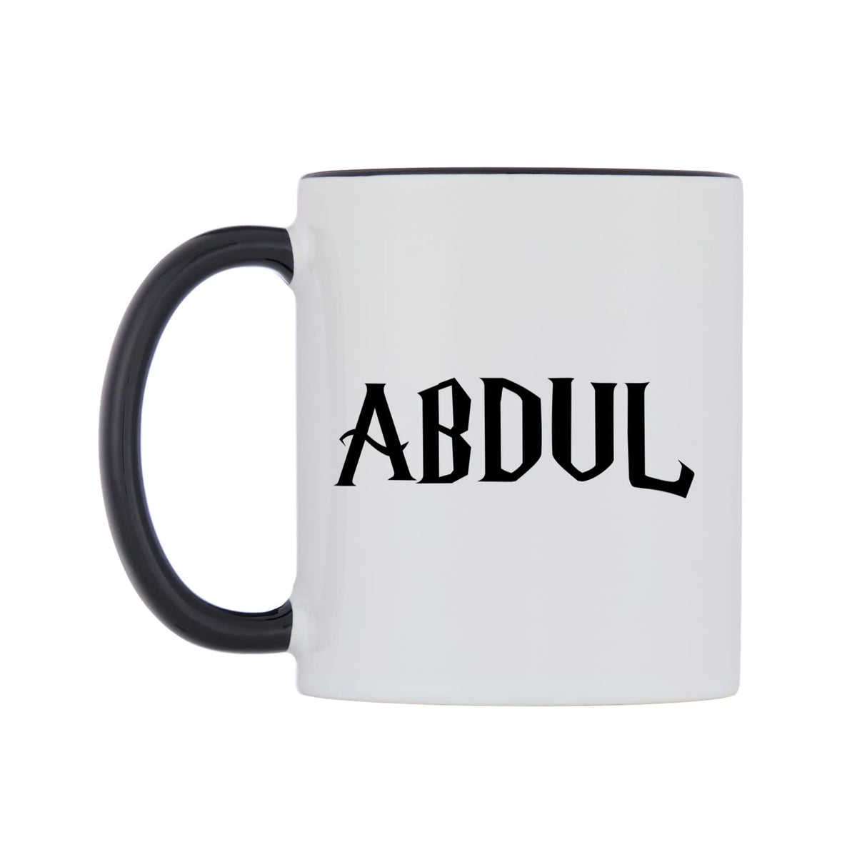 Abdul - Wizard Themed Mug — white 11oz gloss mug with a black inside and handle, right side, on a white background
