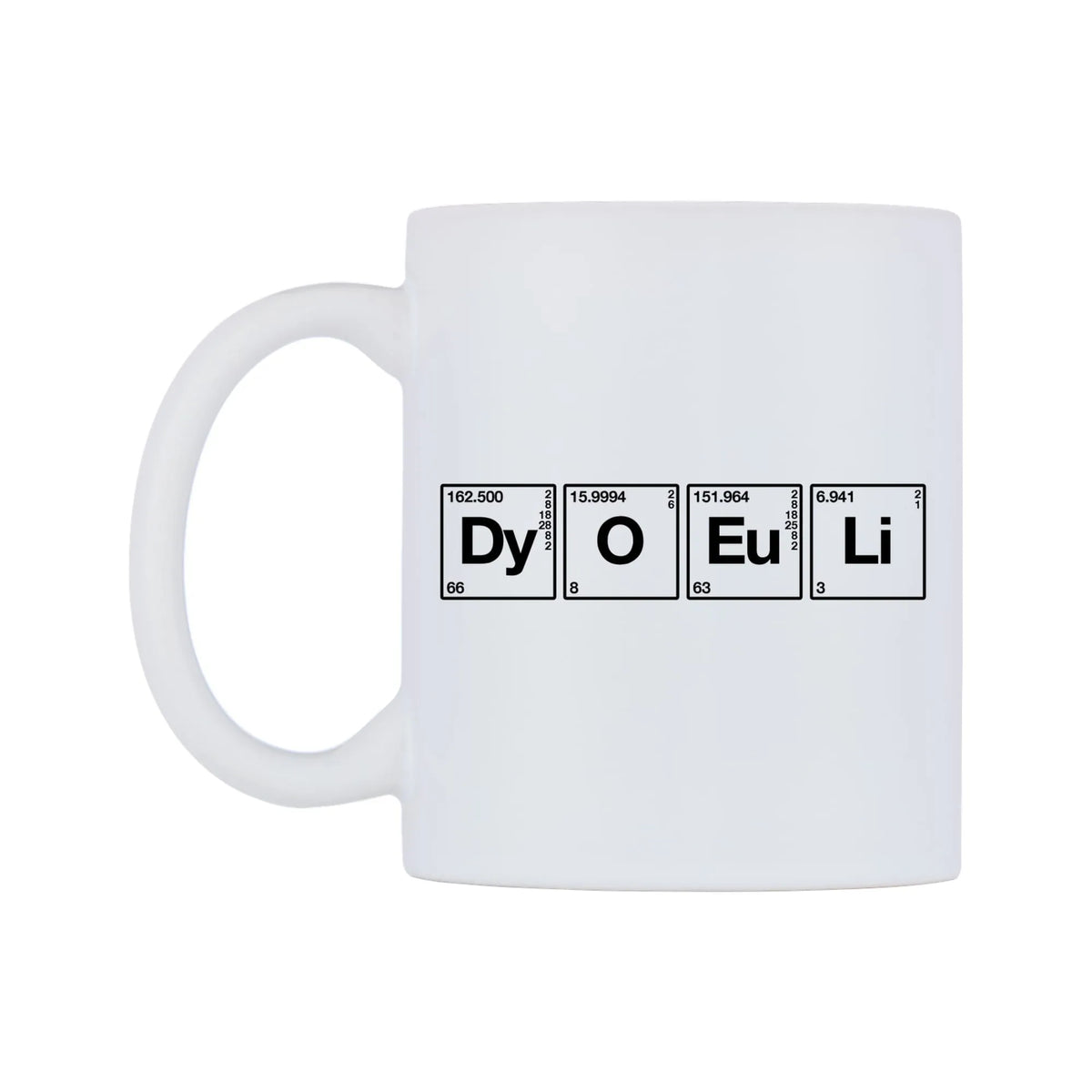 Joel - Chemistry Themed Mug — mug, right side, on a white background