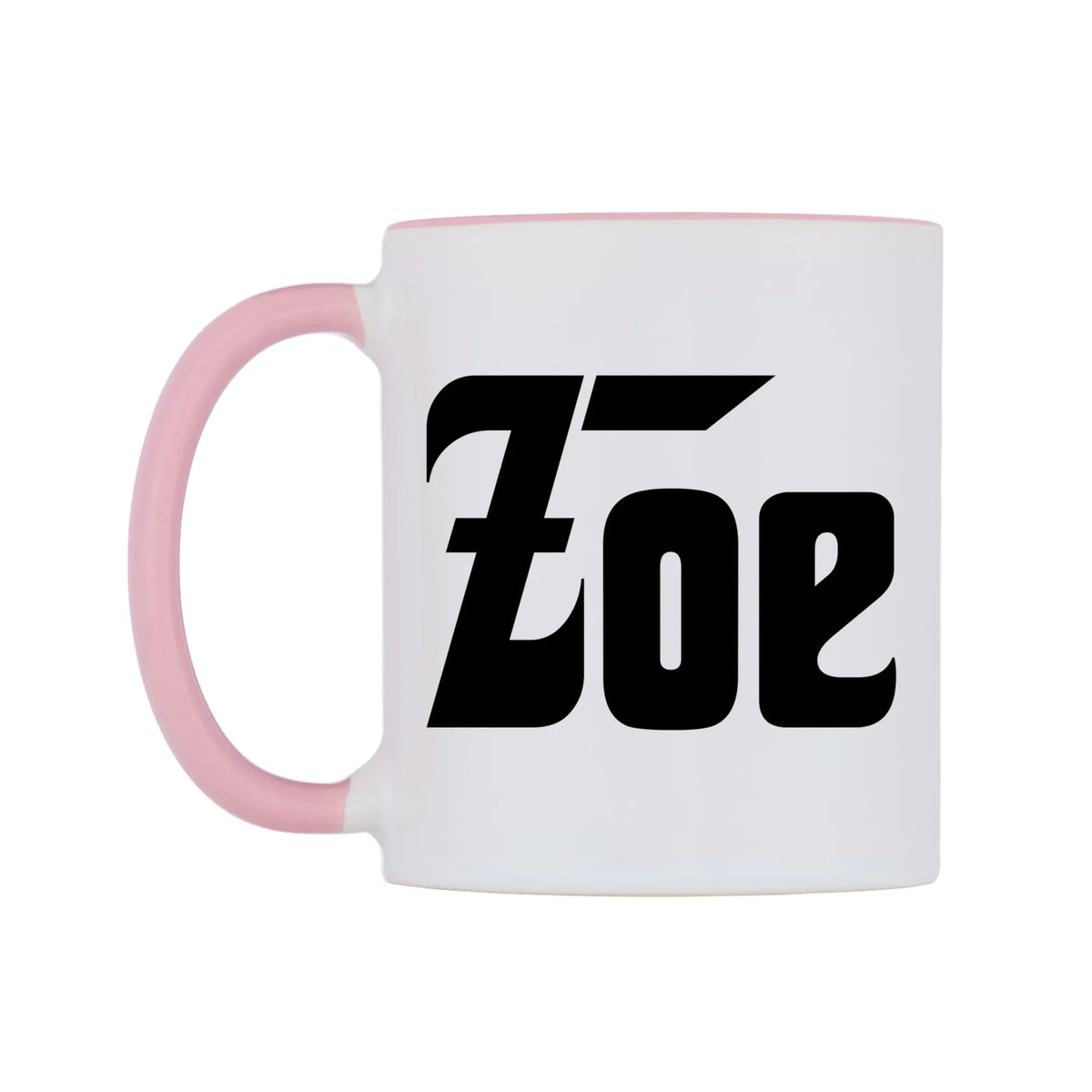 Zoe - Godfather Themed Mug — white 11oz gloss mug with a pink inside and handle, right side, on a white background