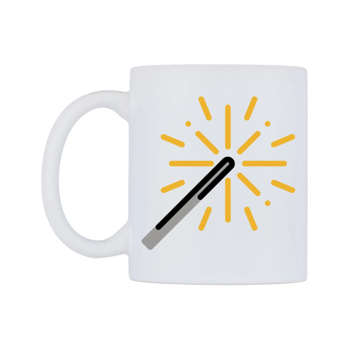 Sparkler Emoji Mug — mug, right side, on a white background