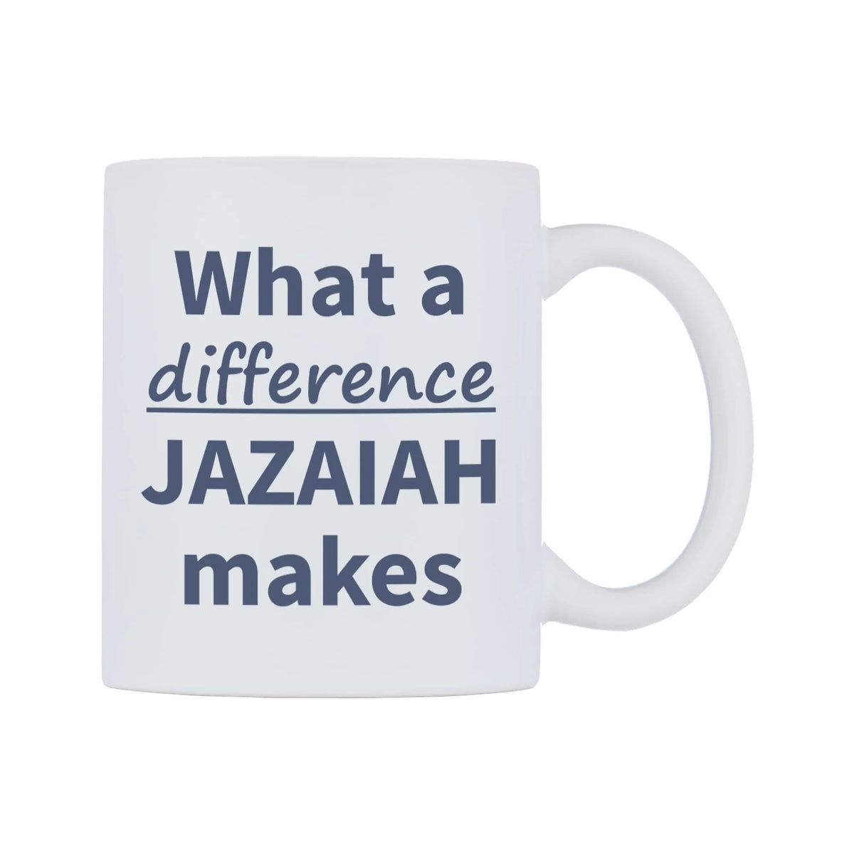What a difference JAZAIAH makes Mug — mug, left side, on a white background