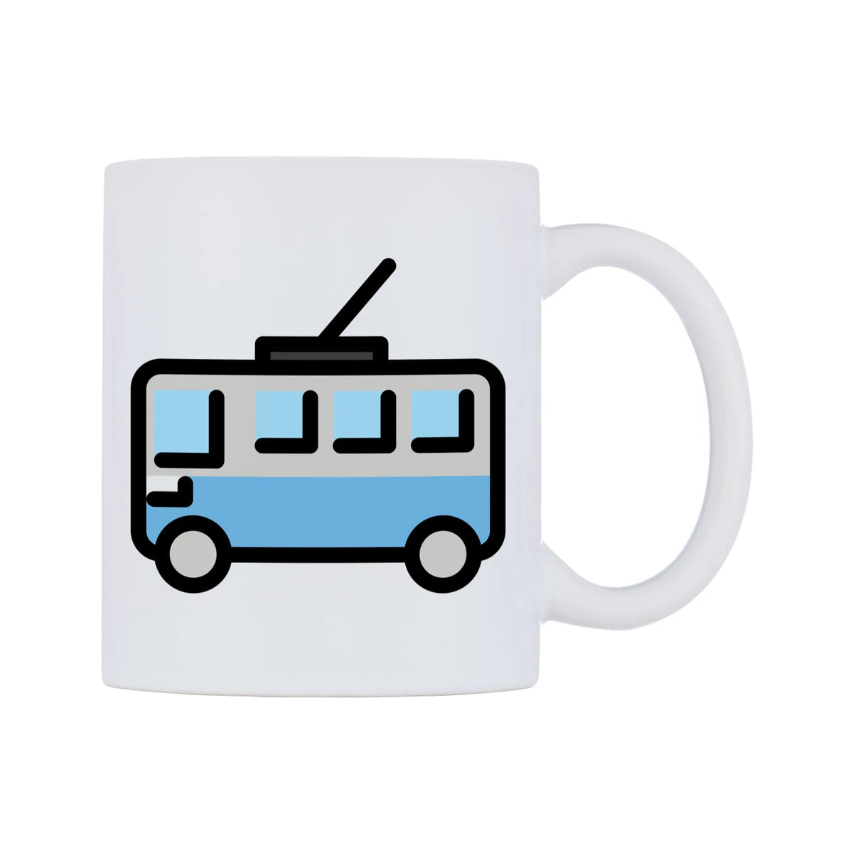 Trolleybus Emoji Mug — mug, left side, on a white background