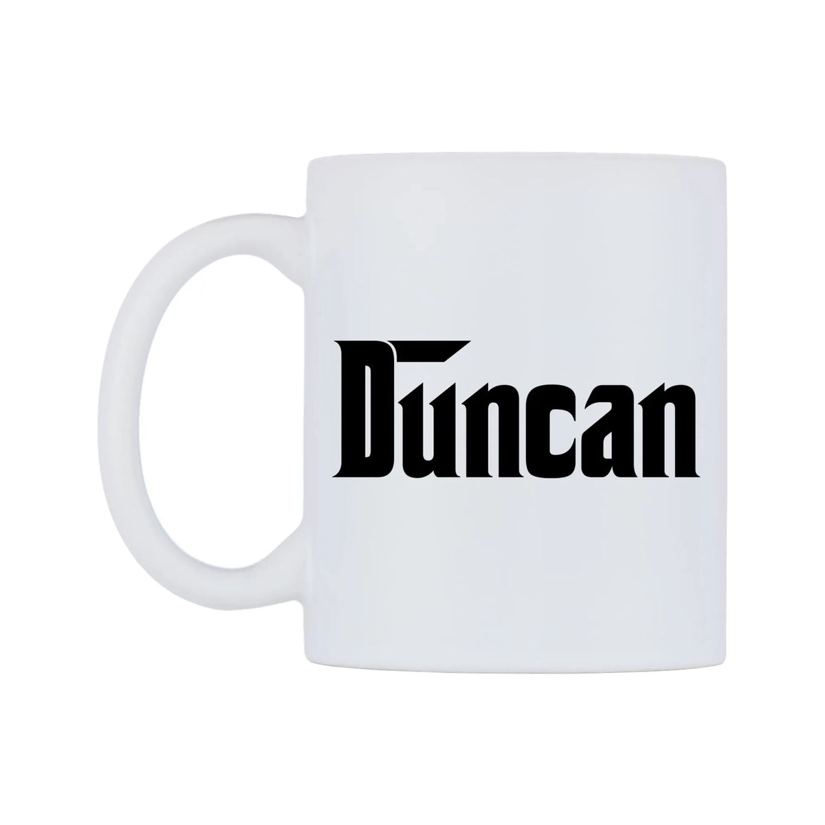 Duncan - Godfather Themed Mug — white 11oz gloss mug, right side, on a white background