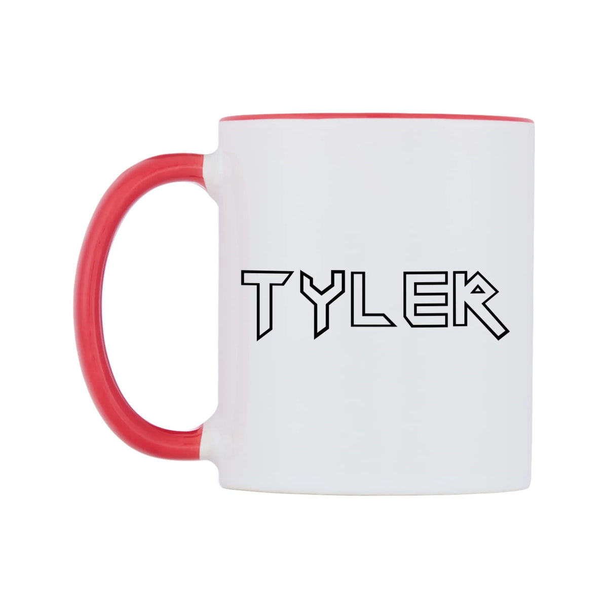 Tyler - Iron Maiden Themed Mug — white 11oz gloss mug with a red inside and handle, right side, on a white background