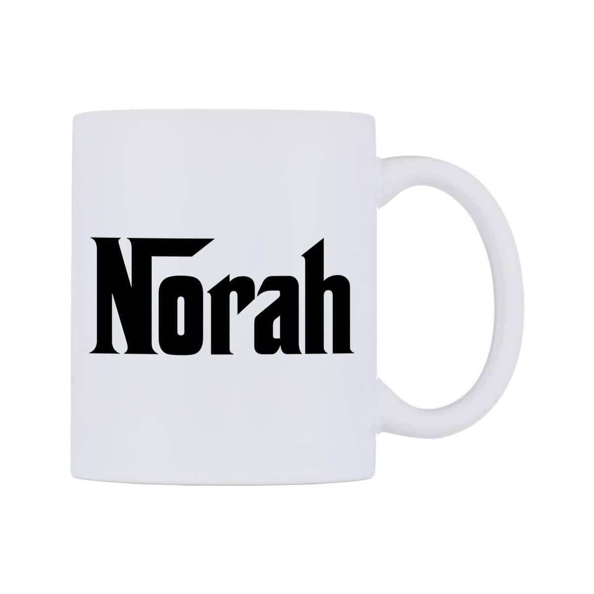 Norah - Godfather Themed Mug — white 11oz gloss mug, left side, on a white background