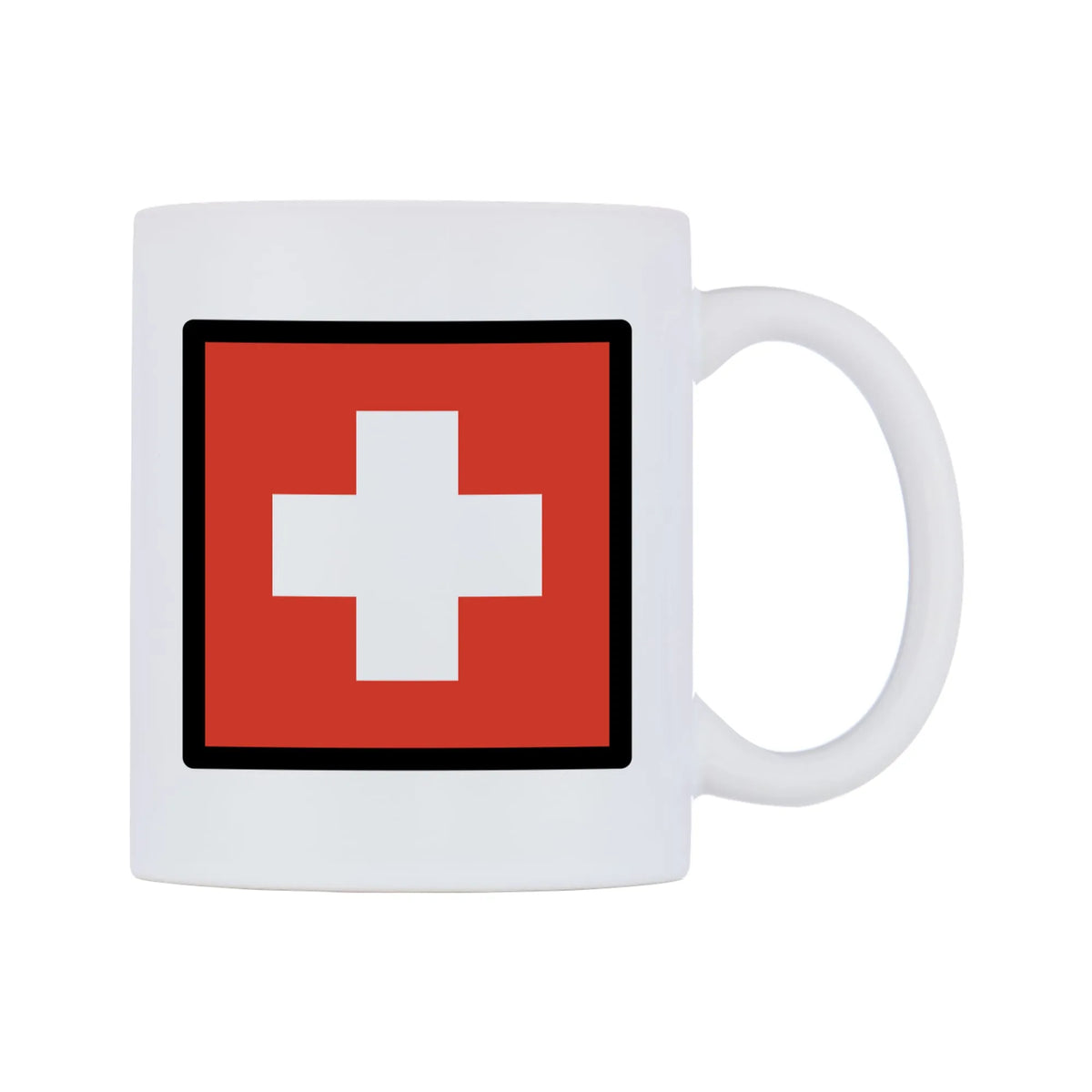 Switzerland Flag Emoji Mug — mug, left side, on a white background