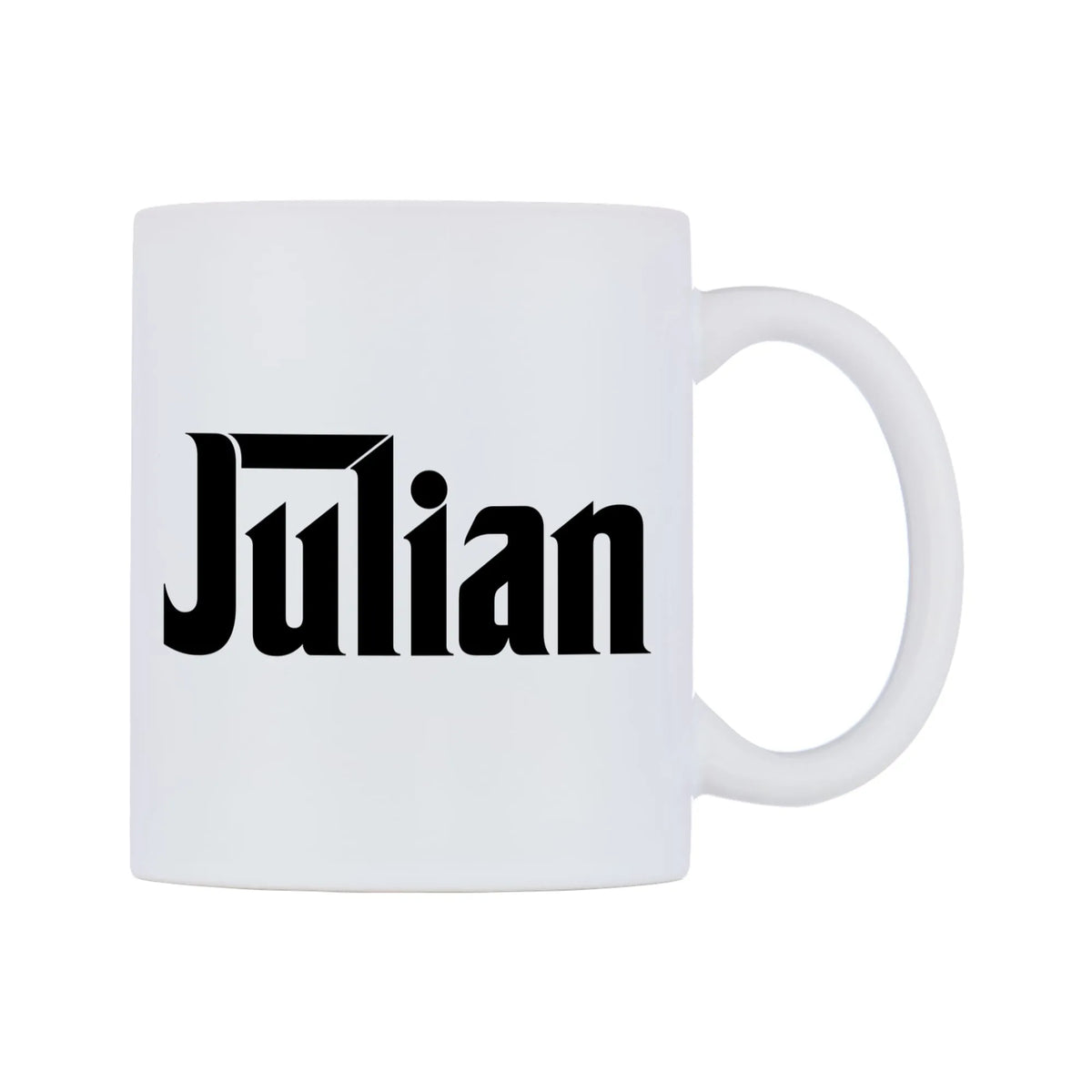 Julian - Godfather Themed Mug — white 11oz gloss mug, left side, on a white background