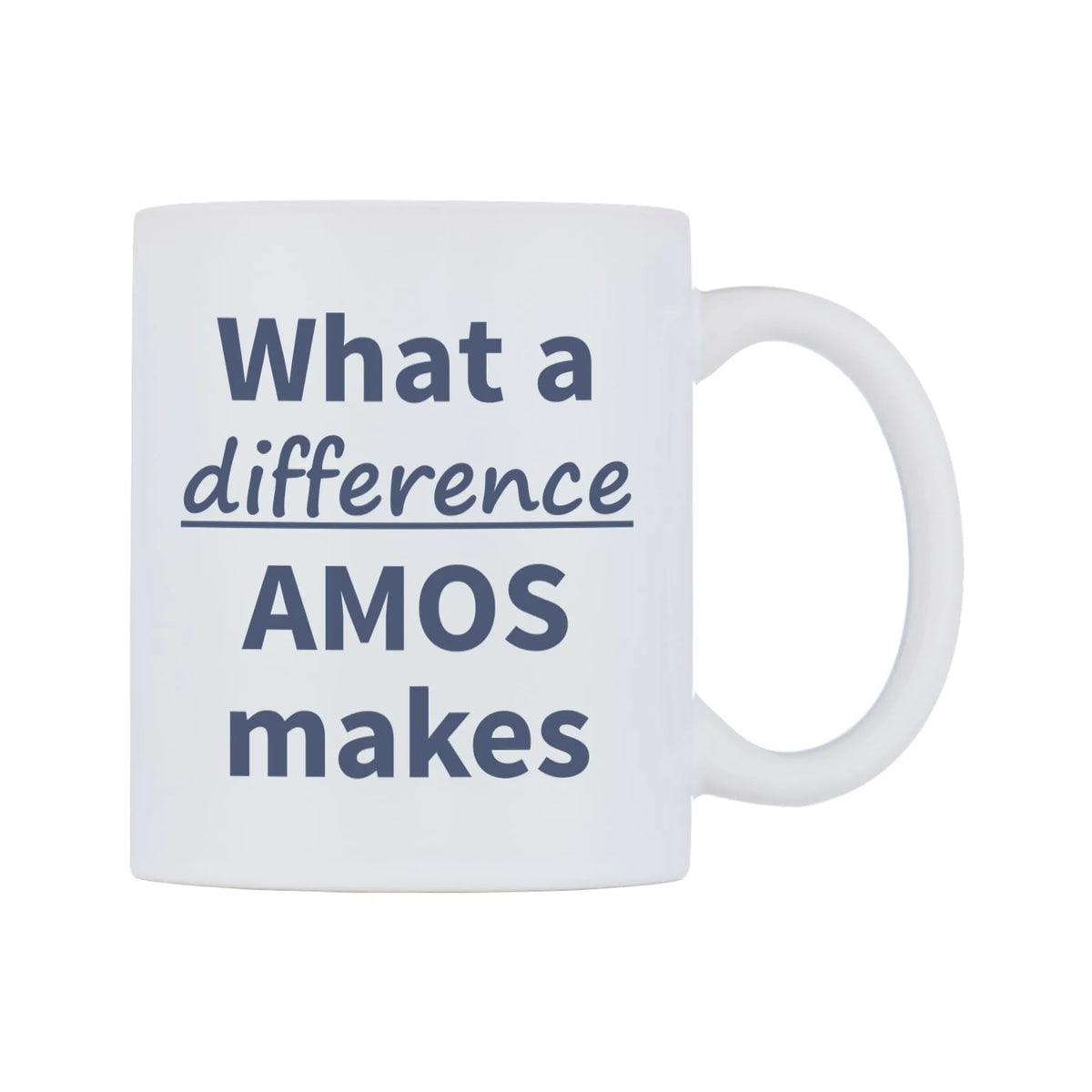 What a difference AMOS makes Mug — mug, left side, on a white background