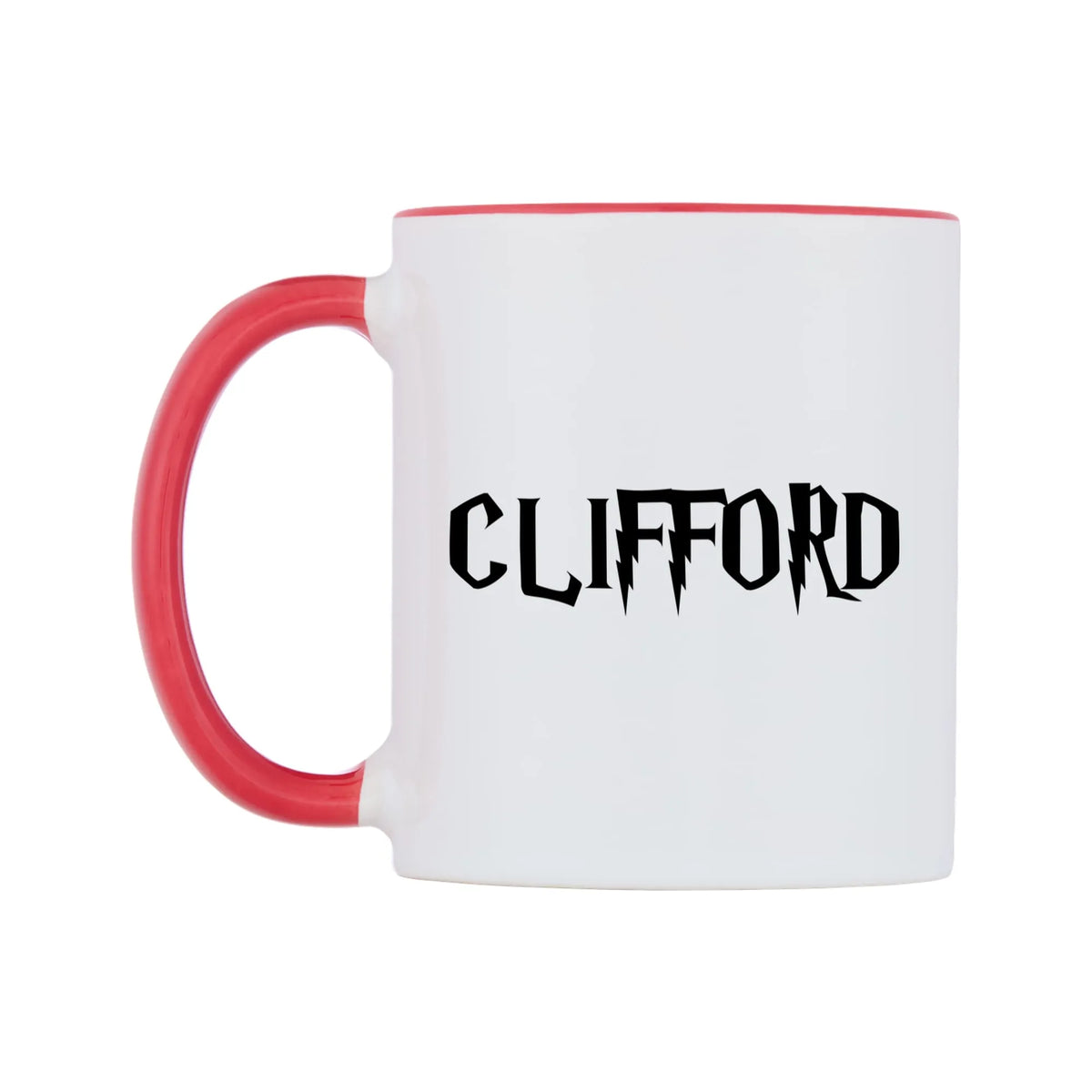 Clifford - Wizard Themed Mug — white 11oz gloss mug with a red inside and handle, right side, on a white background