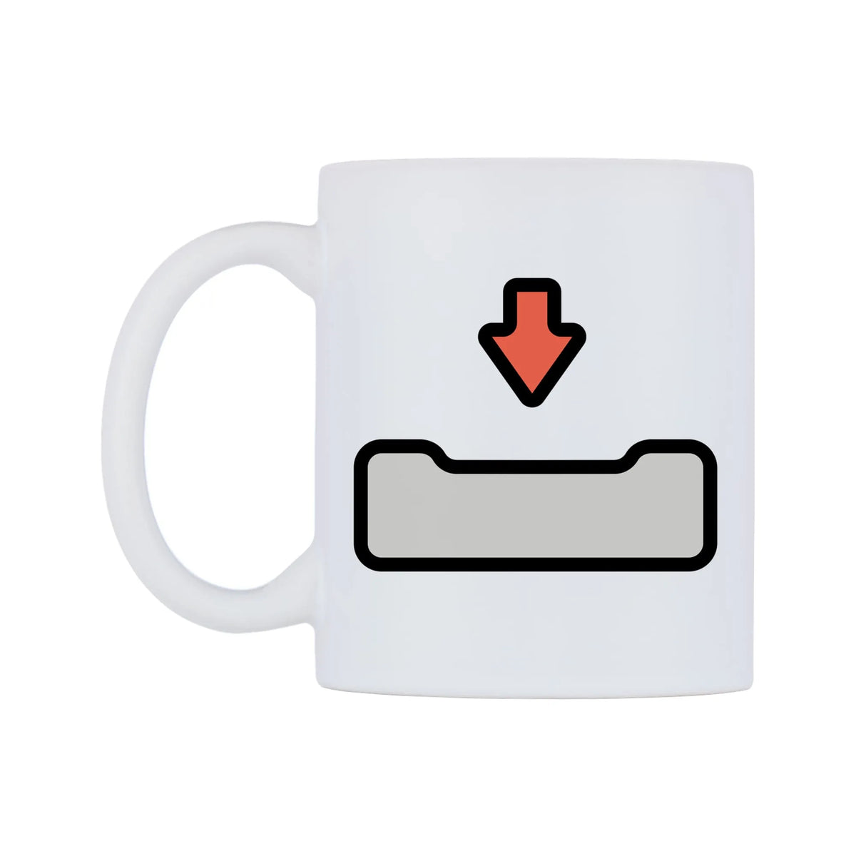 Inbox Tray Emoji Mug — mug, right side, on a white background
