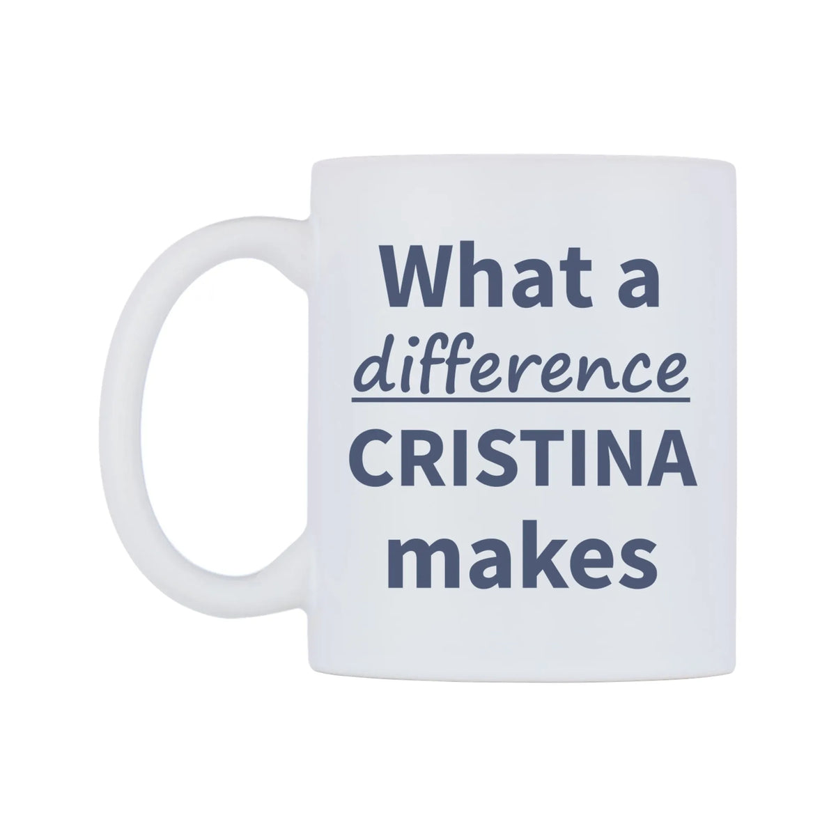 What a difference CRISTINA makes Mug — mug, right side, on a white background