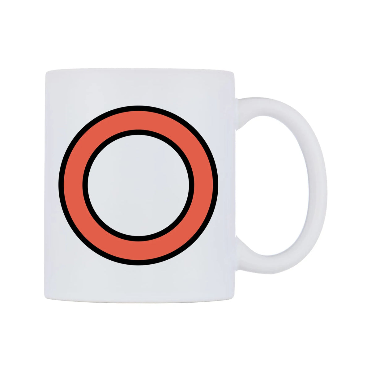 Hollow Red Circle Emoji Mug — mug, left side, on a white background