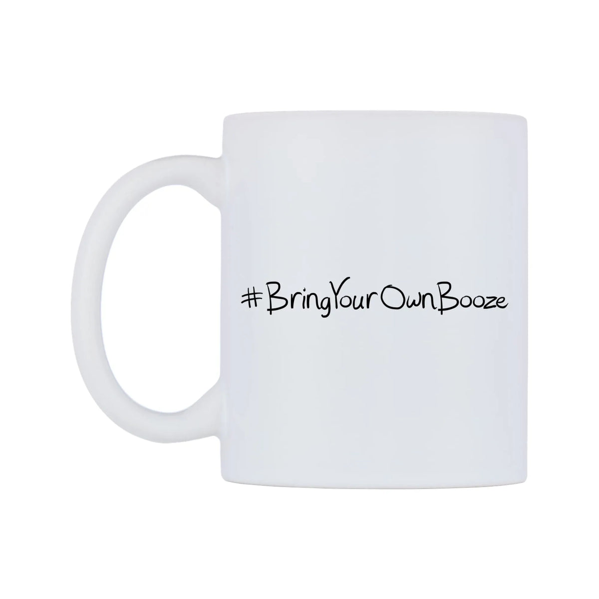 BringYourOwnBooze Mug — mug, right side, on a white background