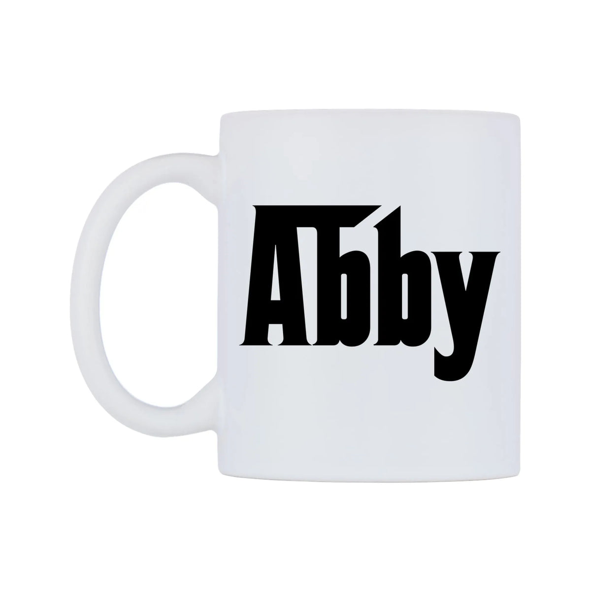 Abby - Godfather Themed Mug — white 11oz gloss mug, right side, on a white background