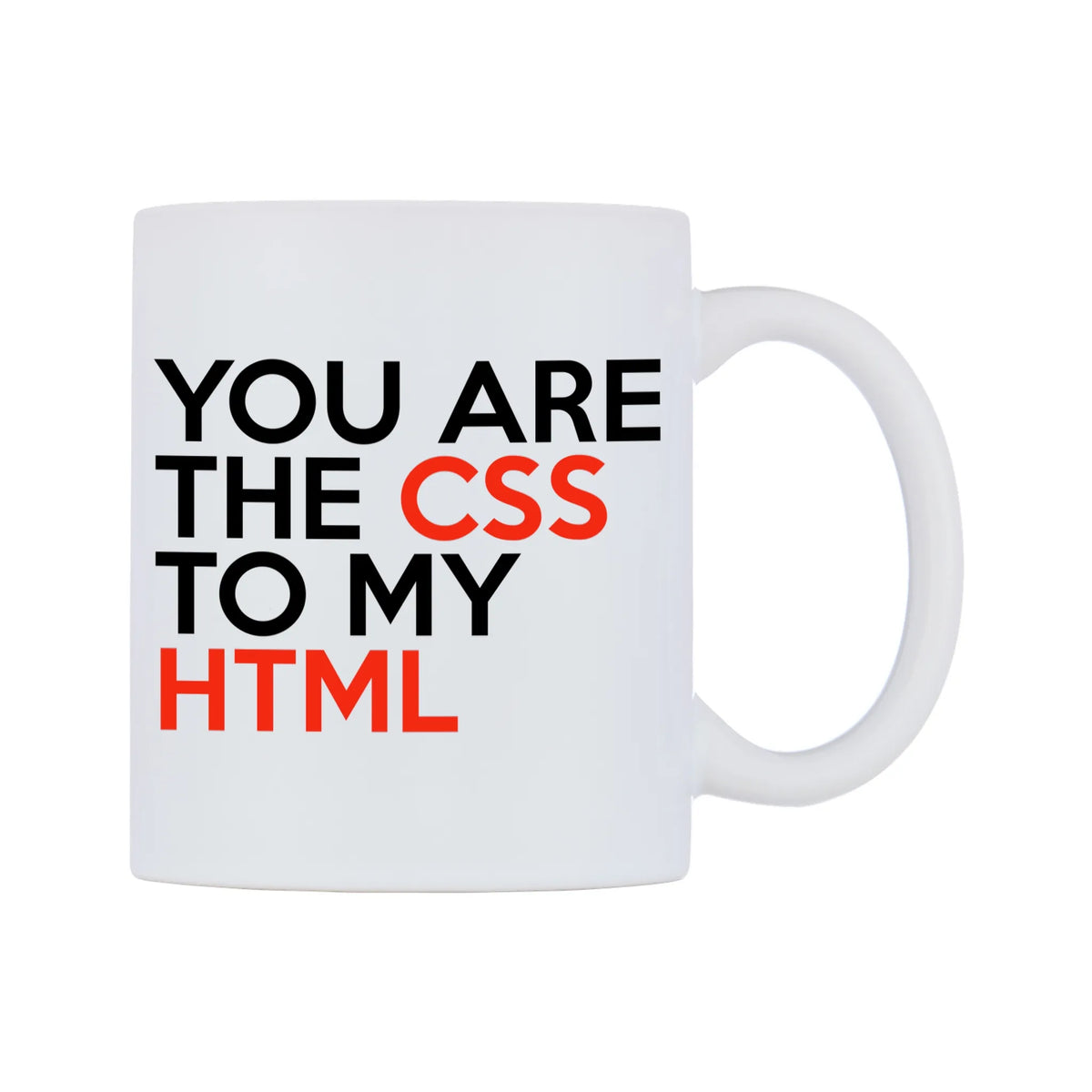 You Are The CSS To My HTML Mug — white 11oz gloss mug, left side, on a white background