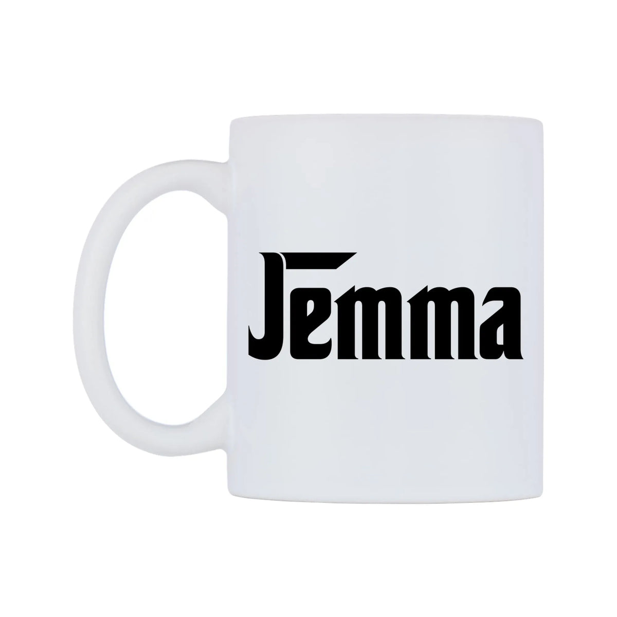 Jemma - Godfather Themed Mug — white 11oz gloss mug, right side, on a white background