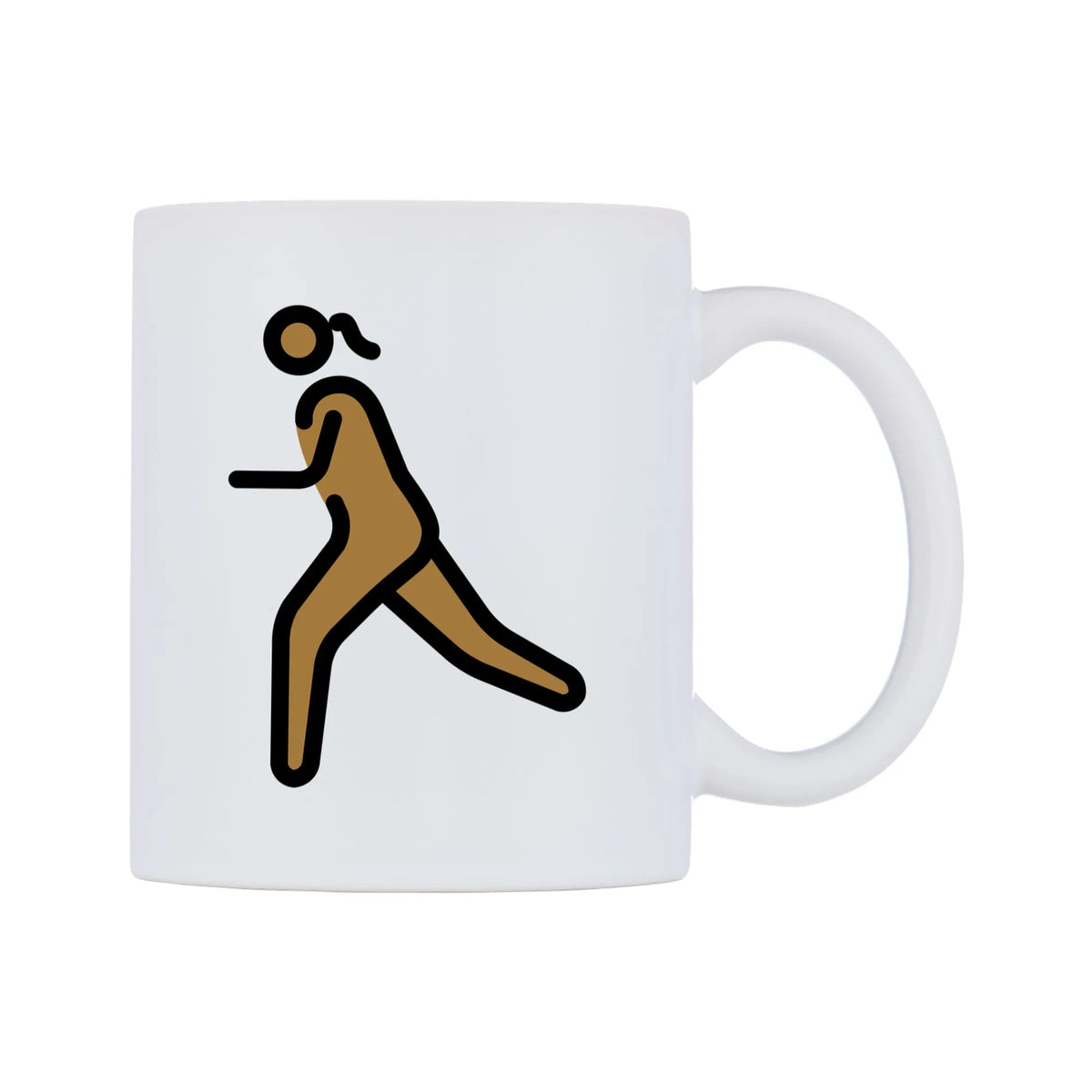 Female Running: Medium-Dark Skin Tone Emoji Mug — mug, left side, on a white background