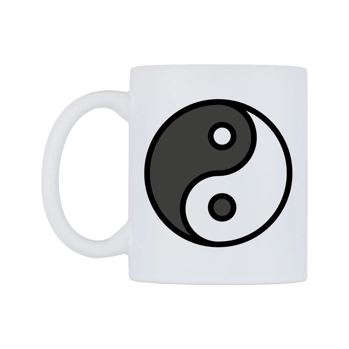 Yin Yang Emoji Mug — mug, right side, on a white background