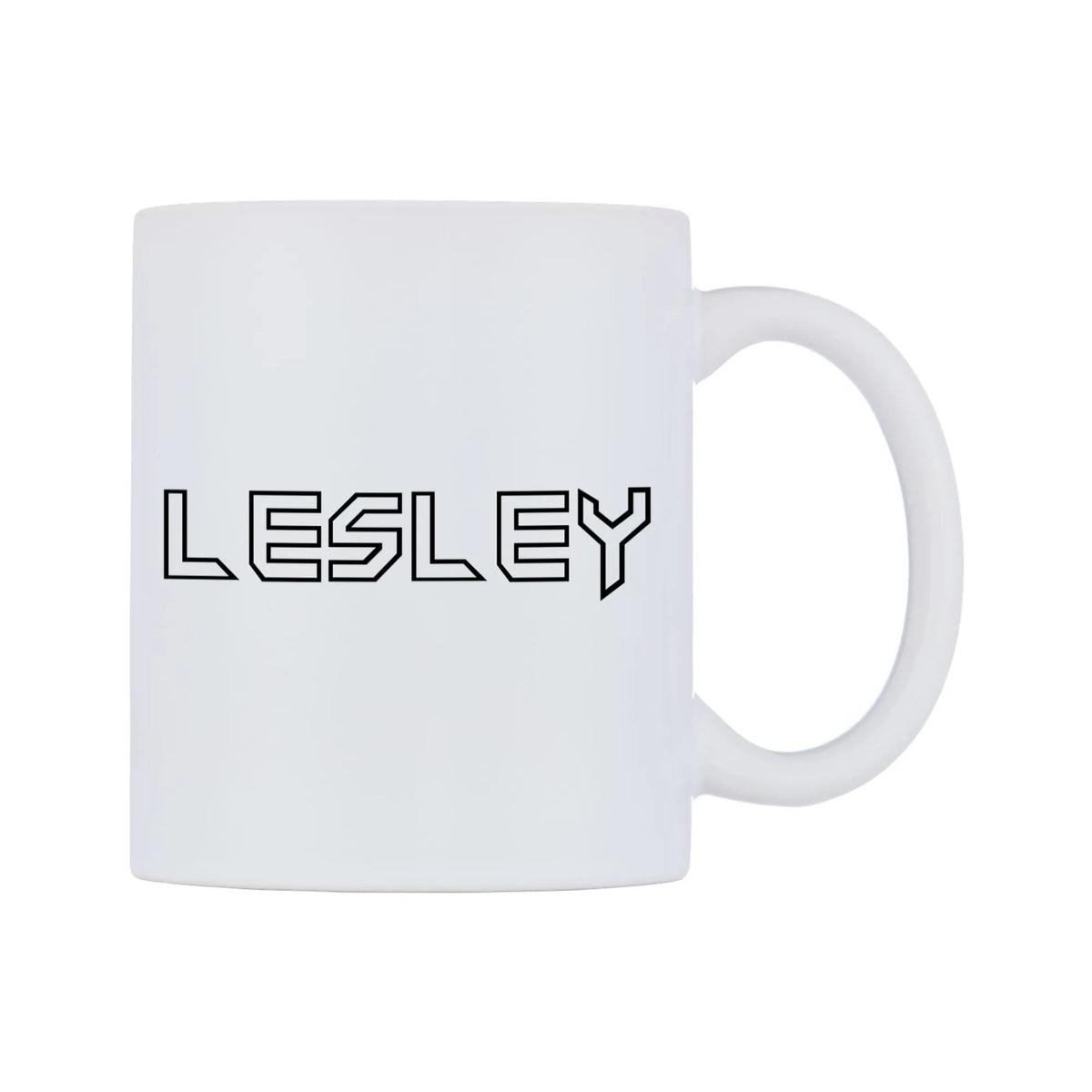 Lesley - Iron Maiden Themed Mug — white 11oz gloss mug, left side, on a white background