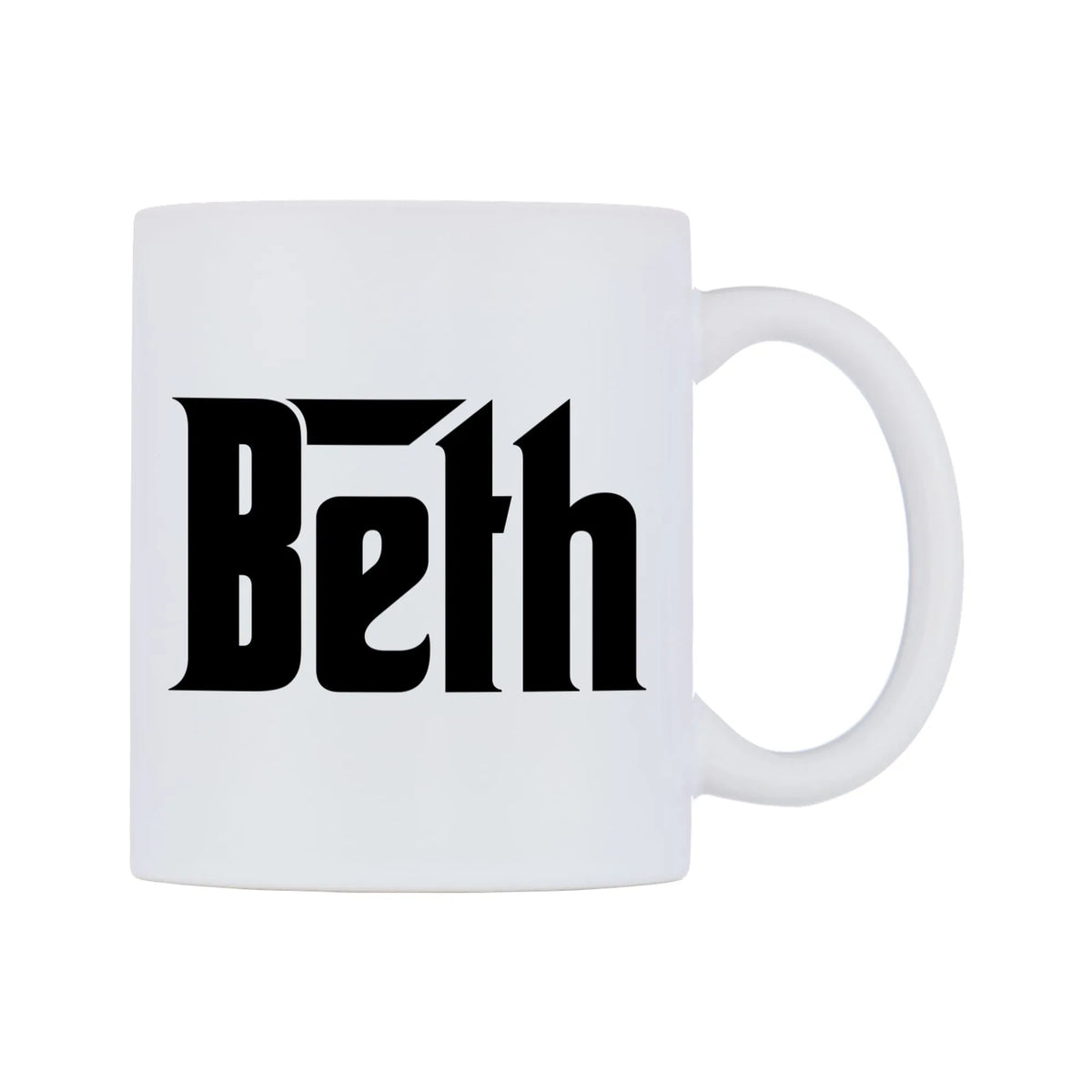 Beth - Godfather Themed Mug — white 11oz gloss mug, left side, on a white background