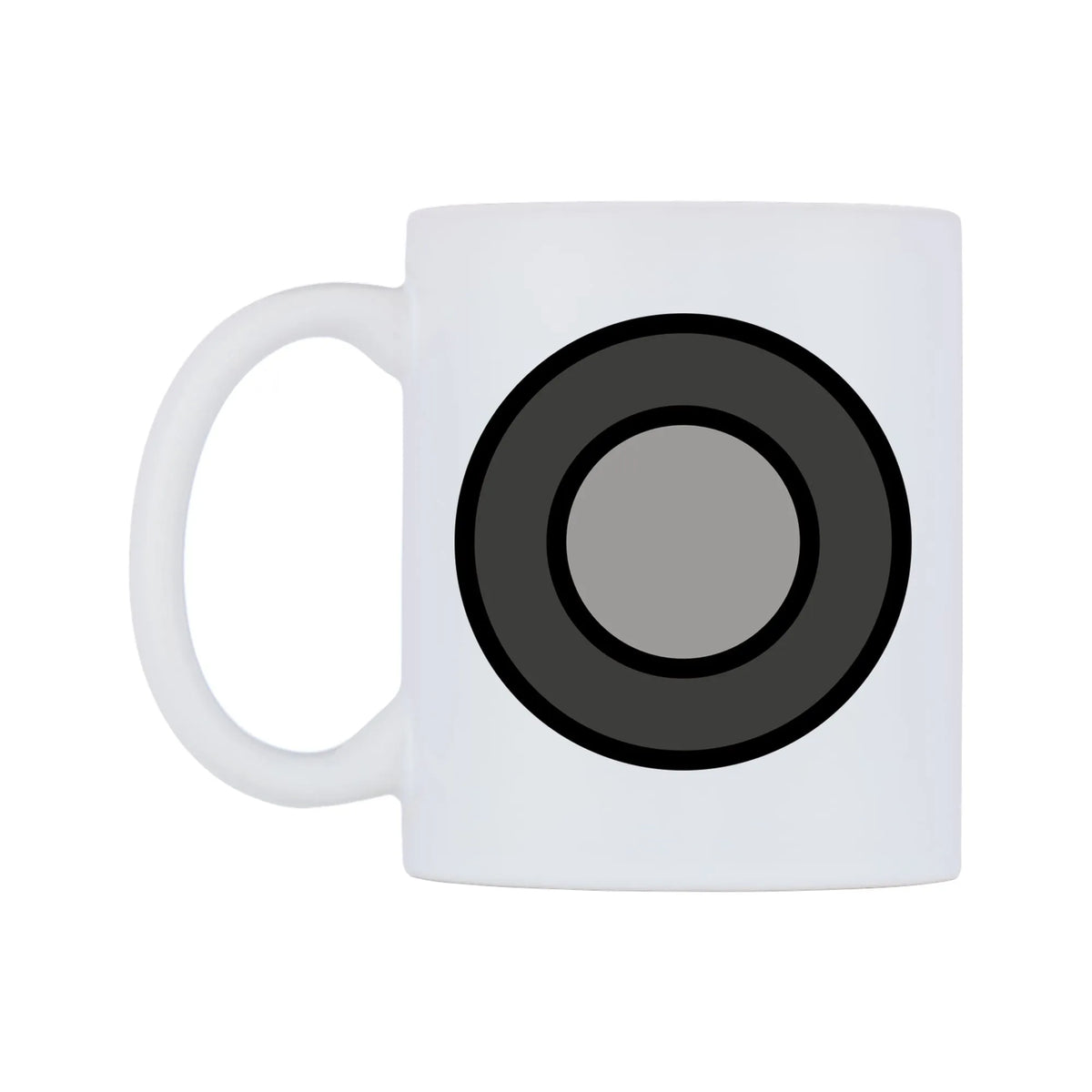 Radio Button Emoji Mug — mug, right side, on a white background