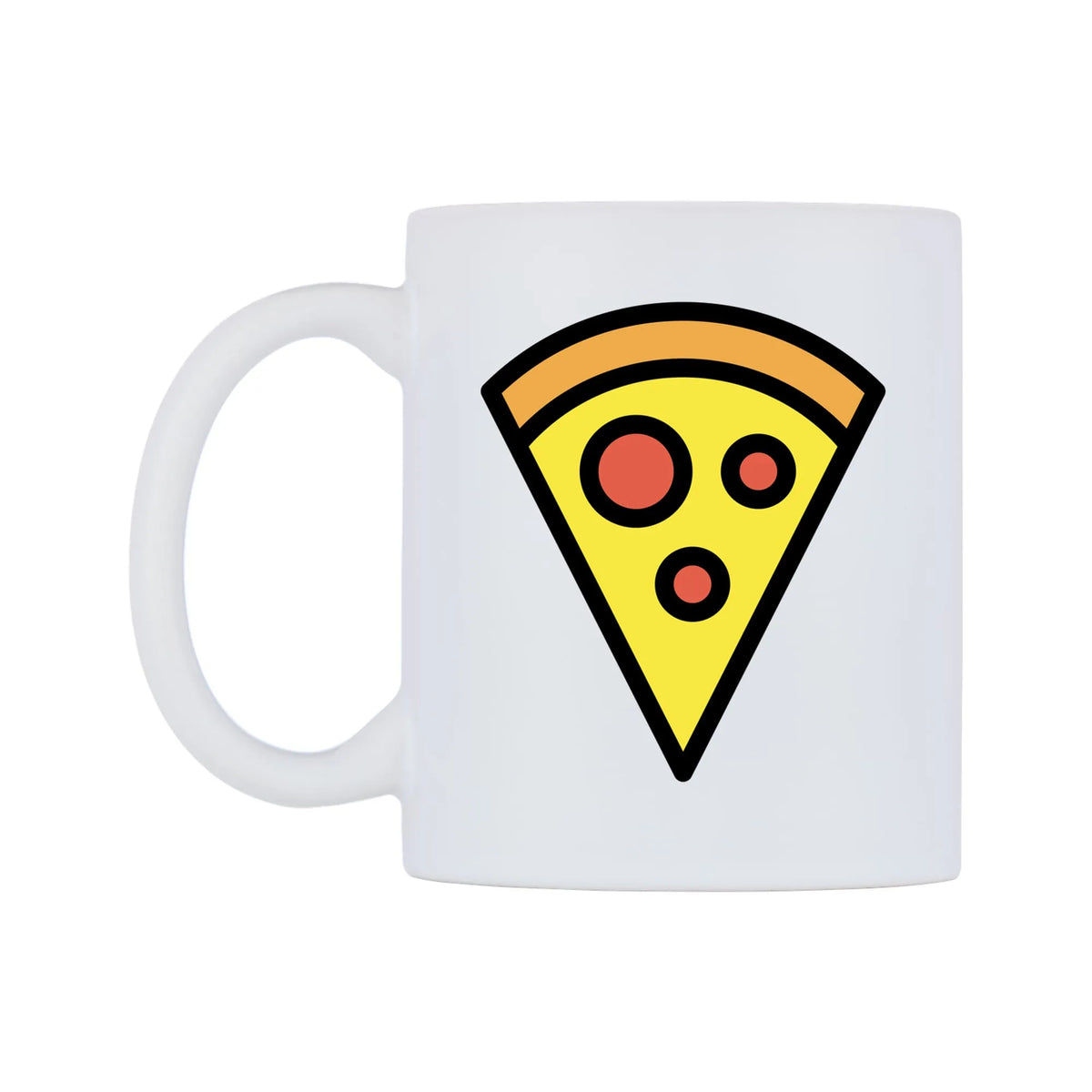 Pizza Emoji Mug — mug, right side, on a white background