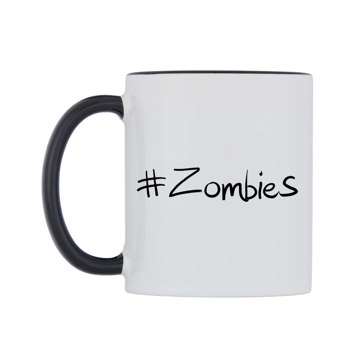 Zombies Mug — white 11oz gloss mug with a black inside and handle, right side, on a white background