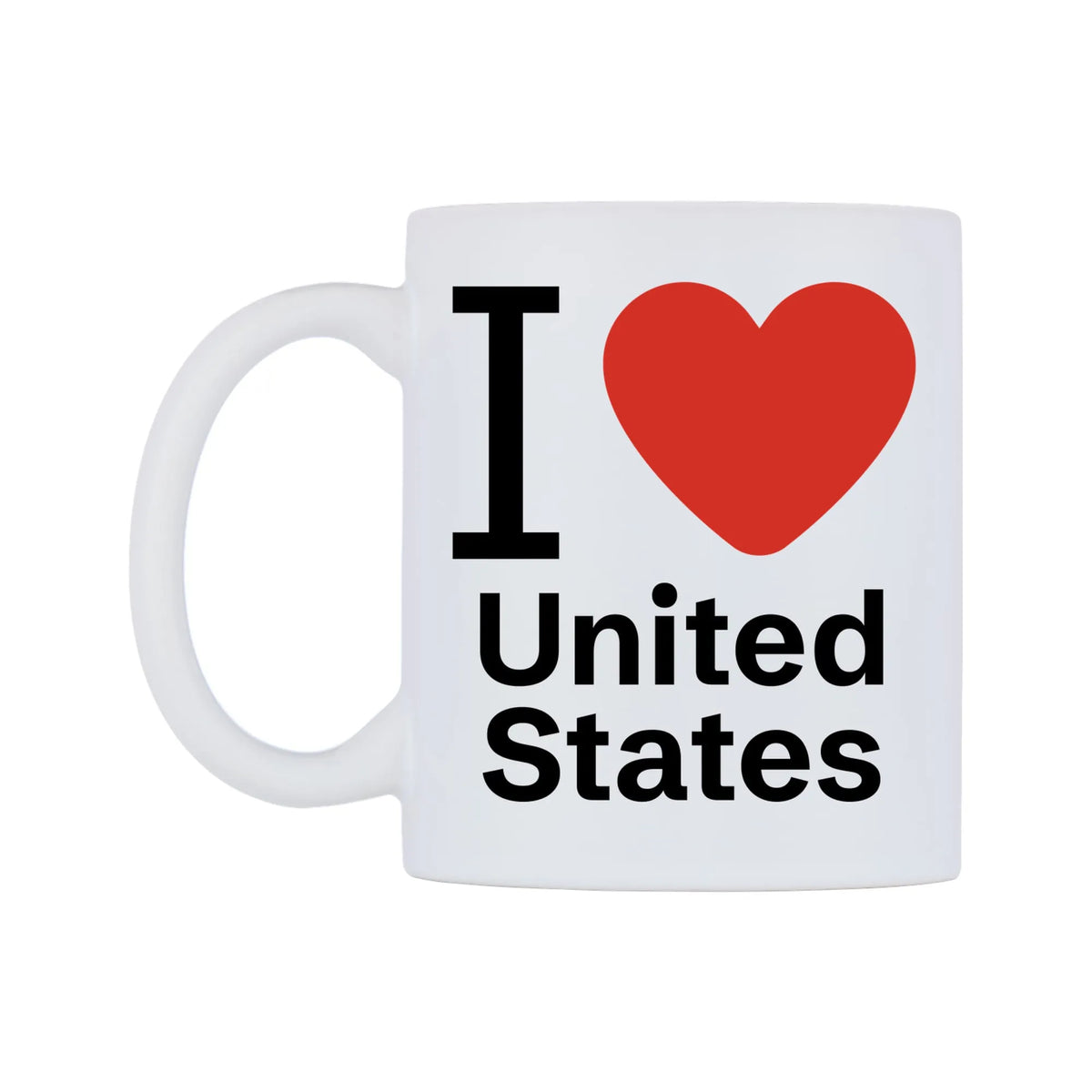 I Love United States Mug — mug, right side, on a white background