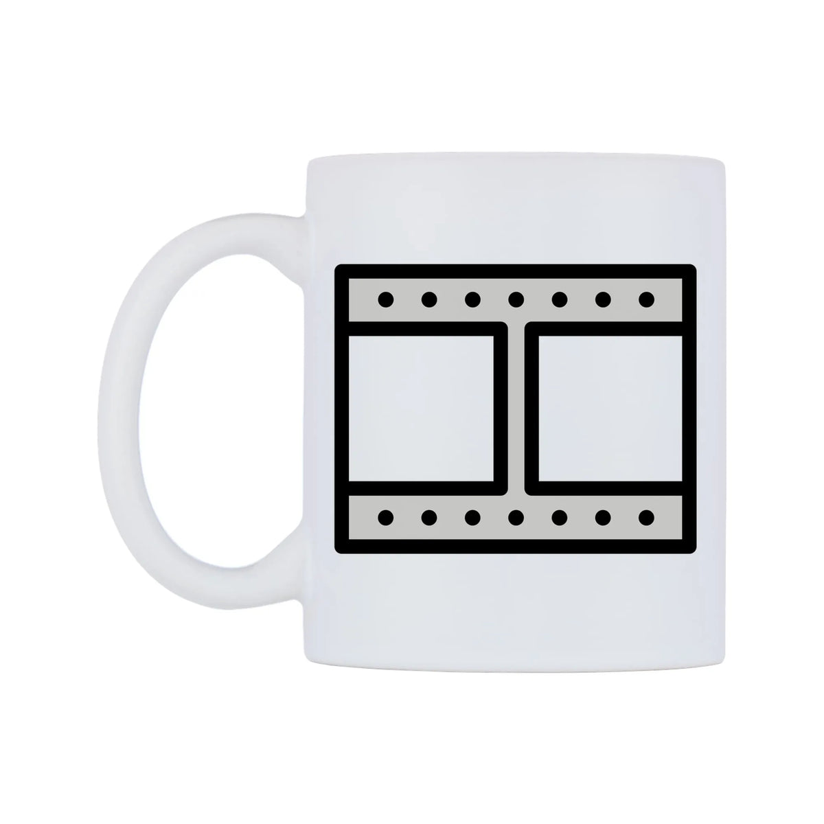 Film Frames Emoji Mug — mug, right side, on a white background
