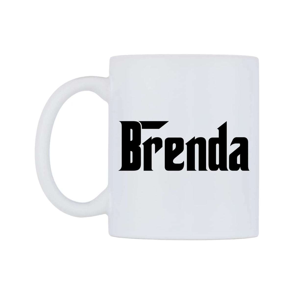 Brenda - Godfather Themed Mug — white 11oz gloss mug, right side, on a white background