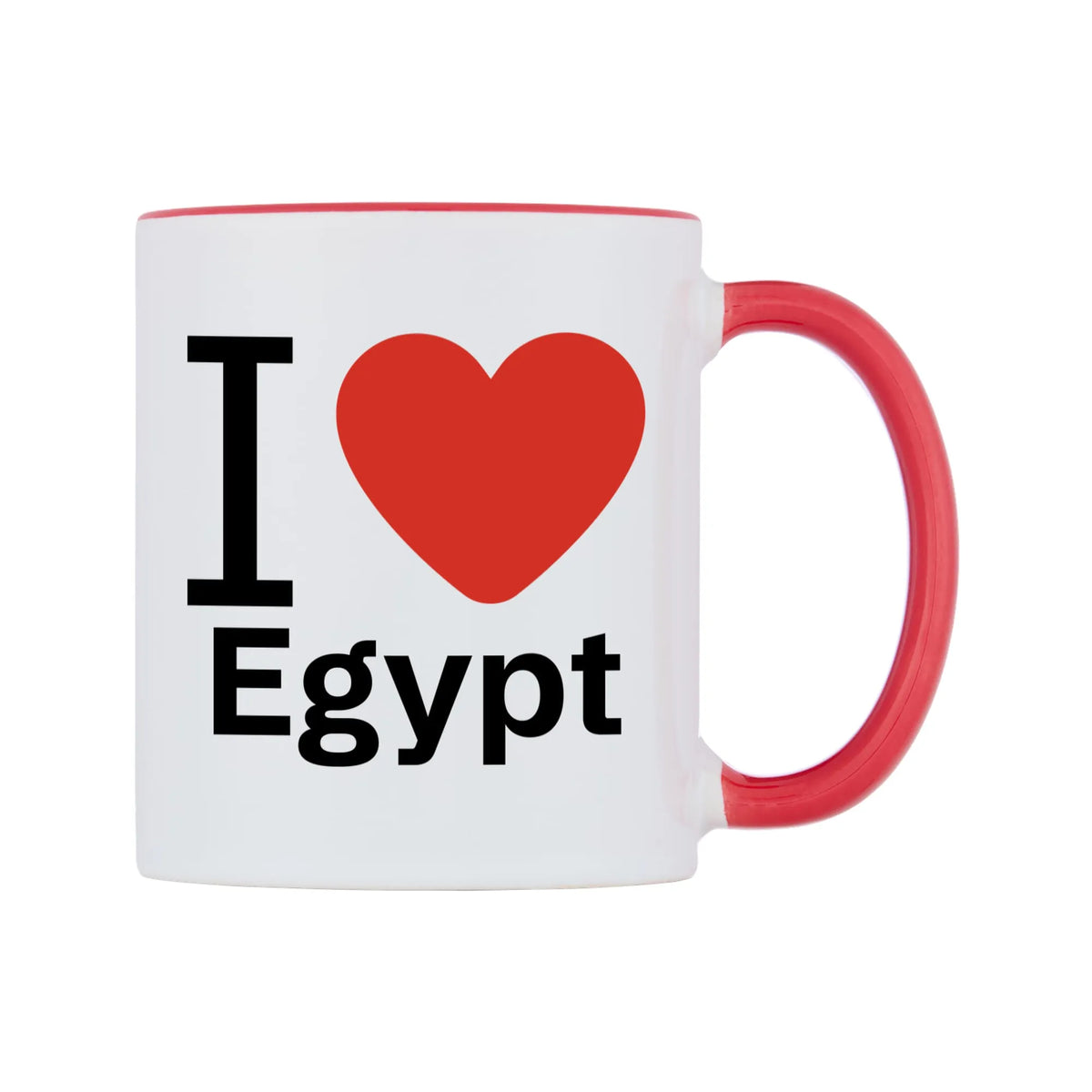 I Love Egypt Mug — white 11oz gloss mug with a red inside and handle, left side, on a white background