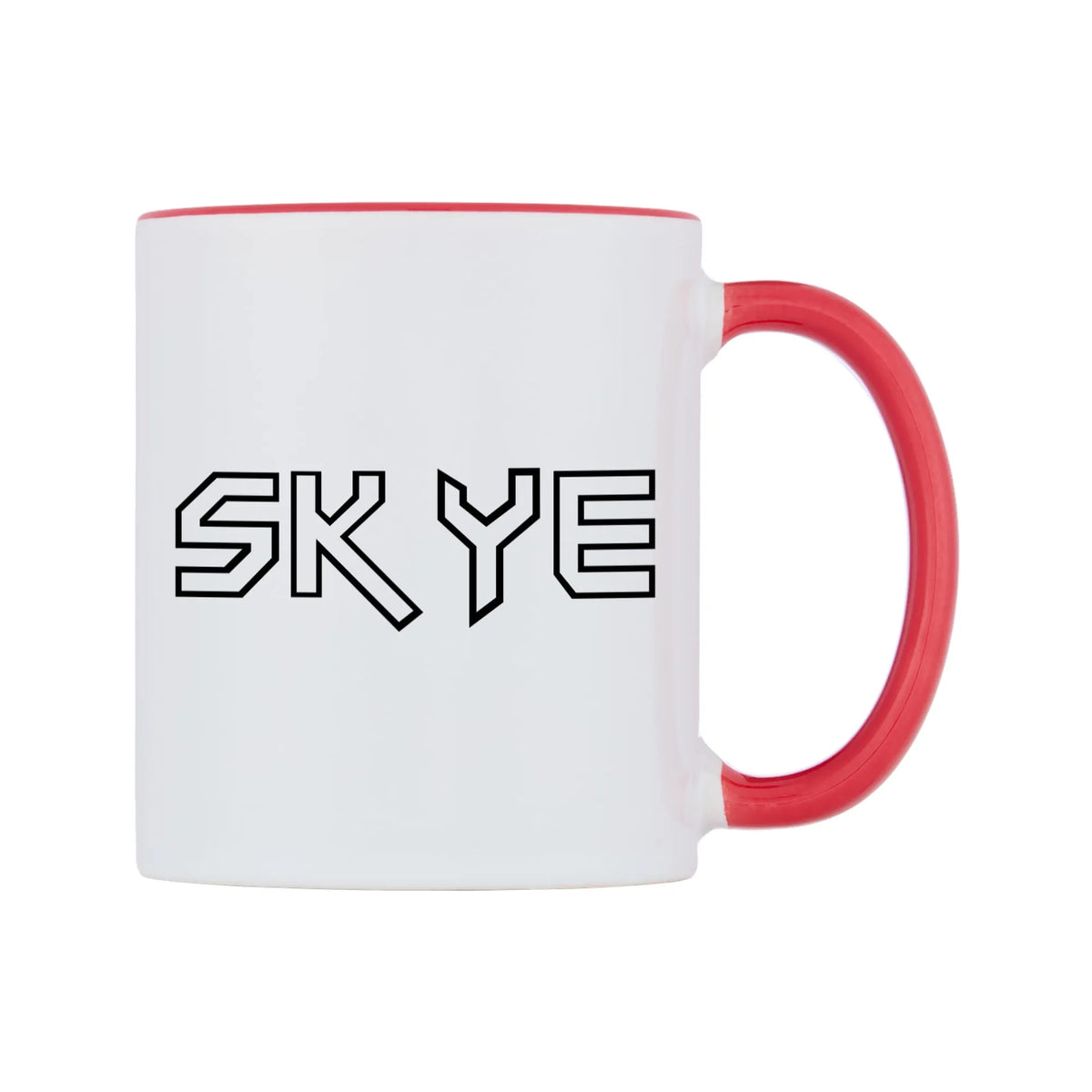 Skye - Iron Maiden Themed Mug — white 11oz gloss mug with a red inside and handle, left side, on a white background