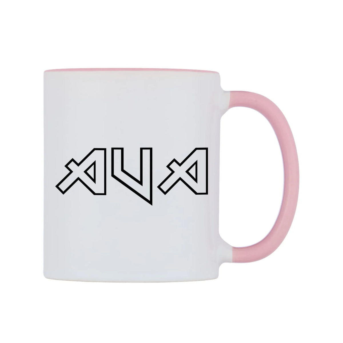 Ava - Iron Maiden Themed Mug — white 11oz gloss mug with a pink inside and handle, left side, on a white background