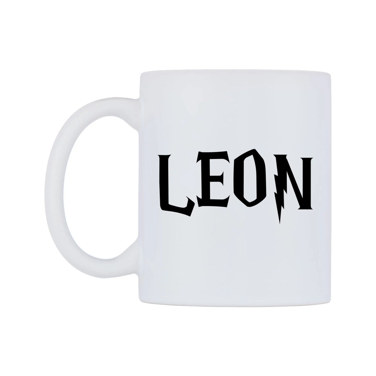 Leon - Wizard Themed Mug — white 11oz gloss mug, right side, on a white background