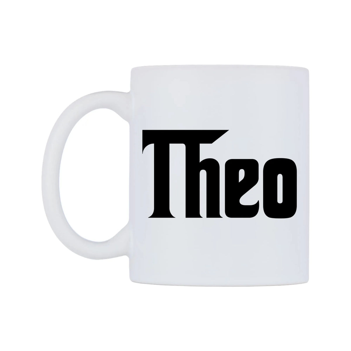 Theo - Godfather Themed Mug — white 11oz gloss mug, right side, on a white background