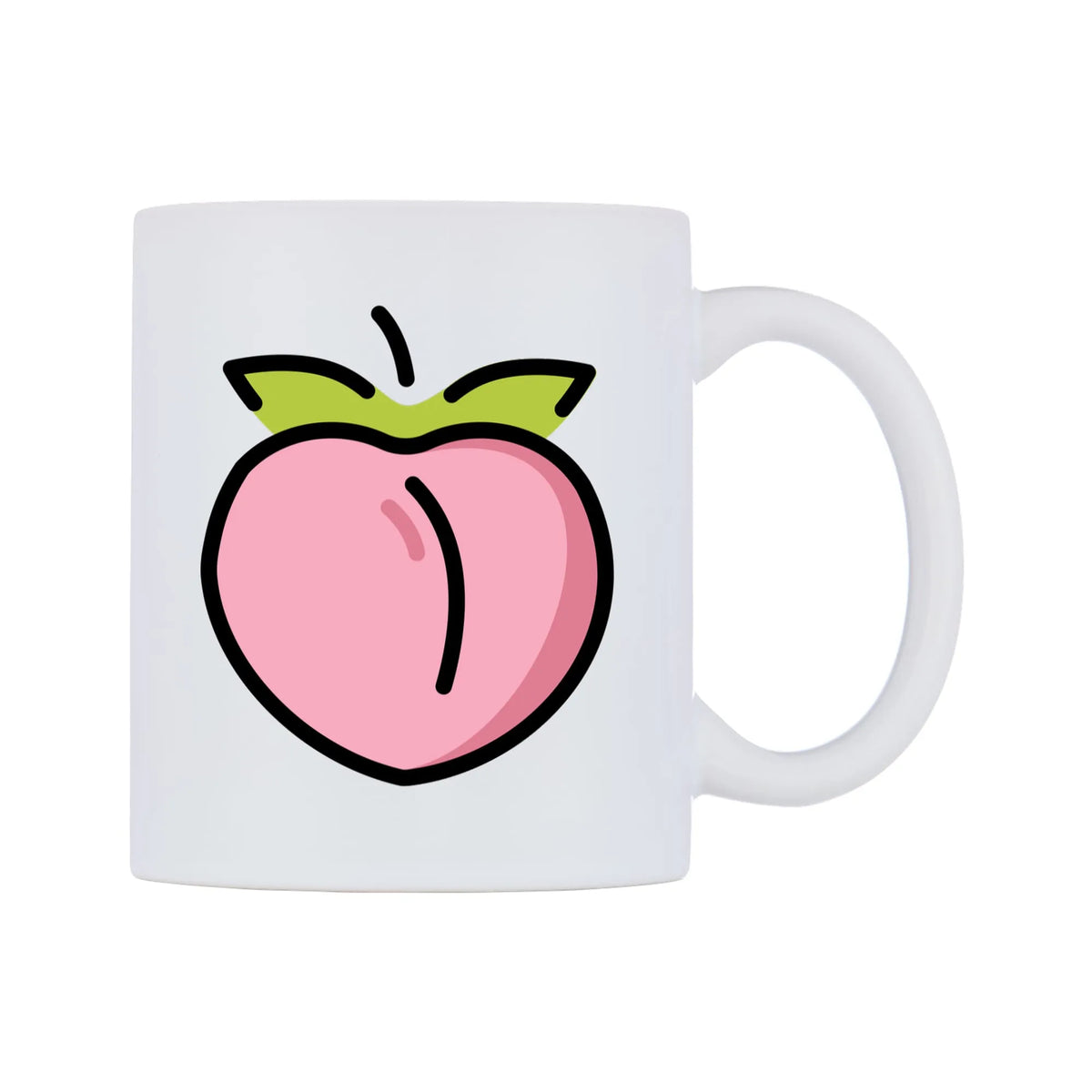 Peach Emoji Mug — mug, left side, on a white background