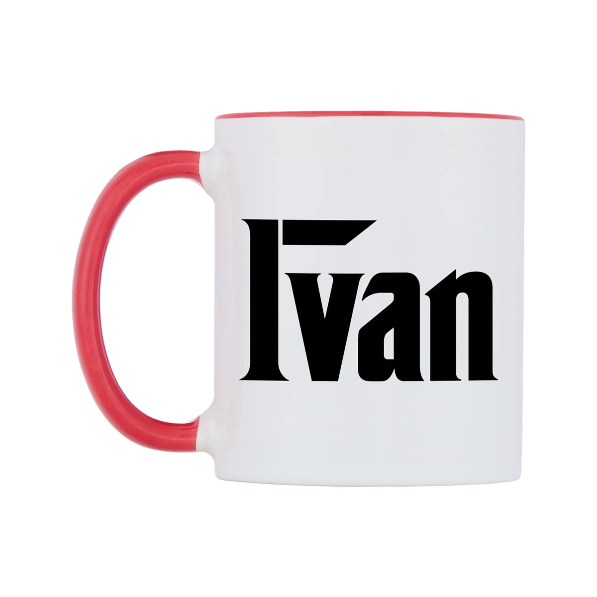 Ivan - Godfather Themed Mug — white 11oz gloss mug with a red inside and handle, right side, on a white background
