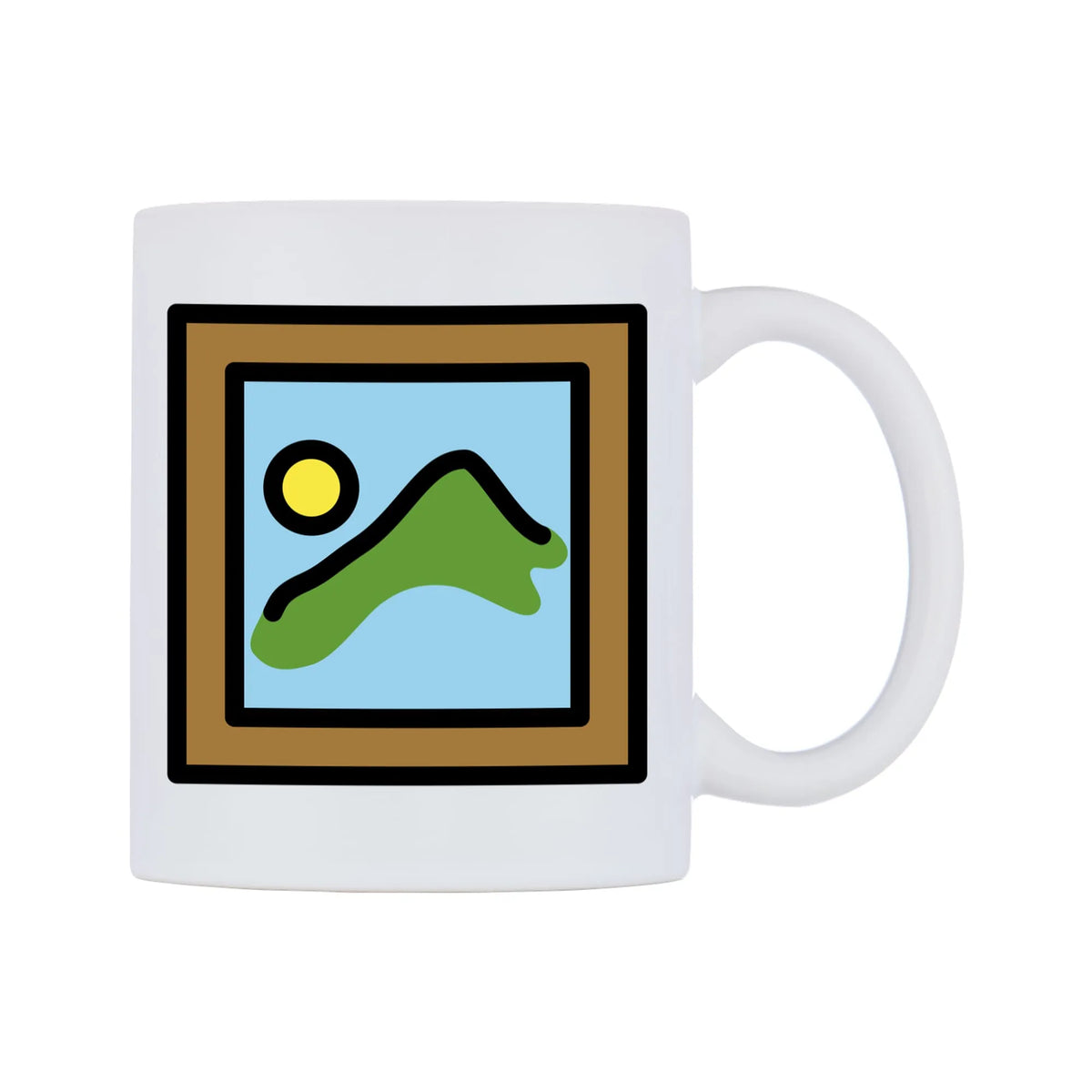 Framed Picture Emoji Mug — mug, left side, on a white background