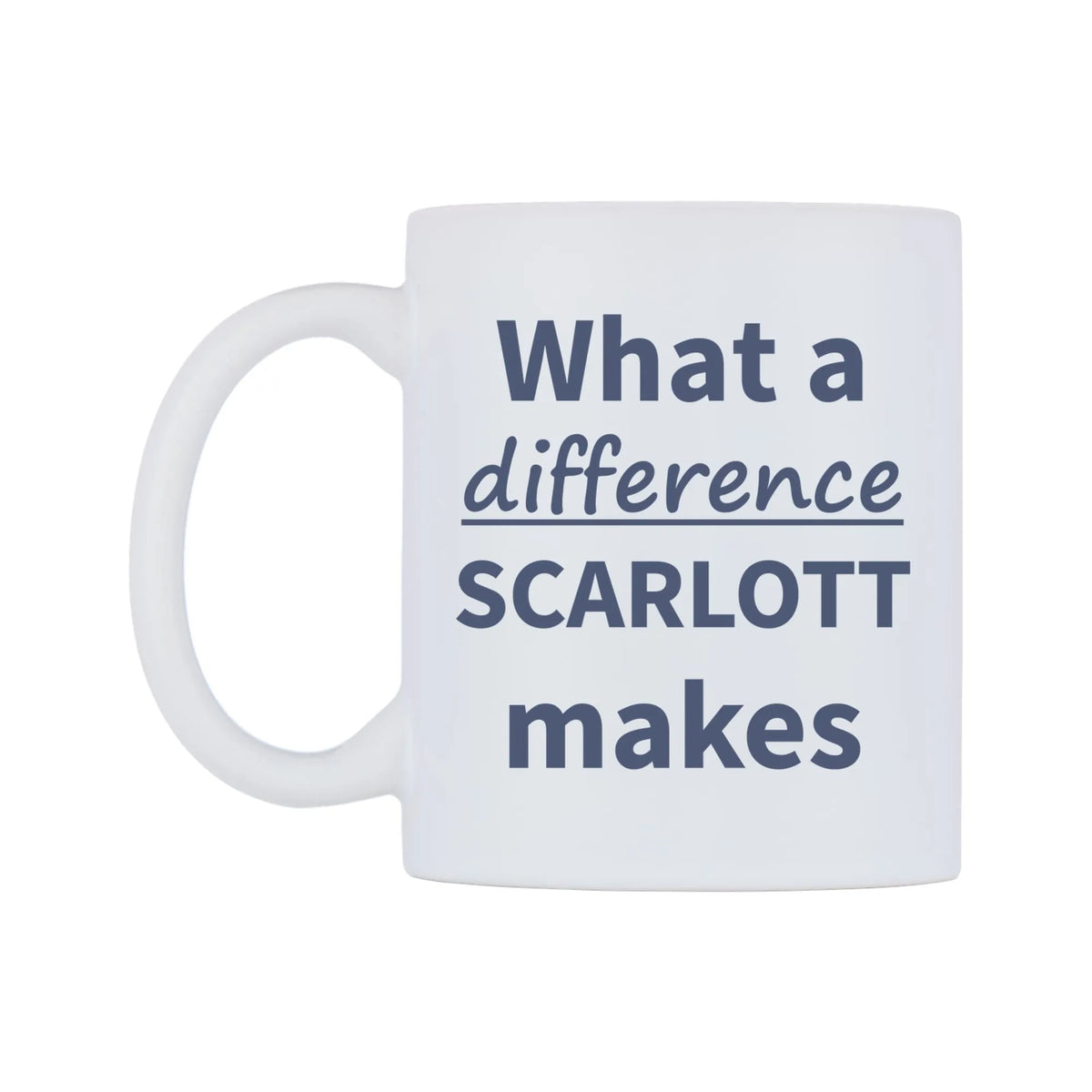What a difference SCARLOTT makes Mug — mug, right side, on a white background