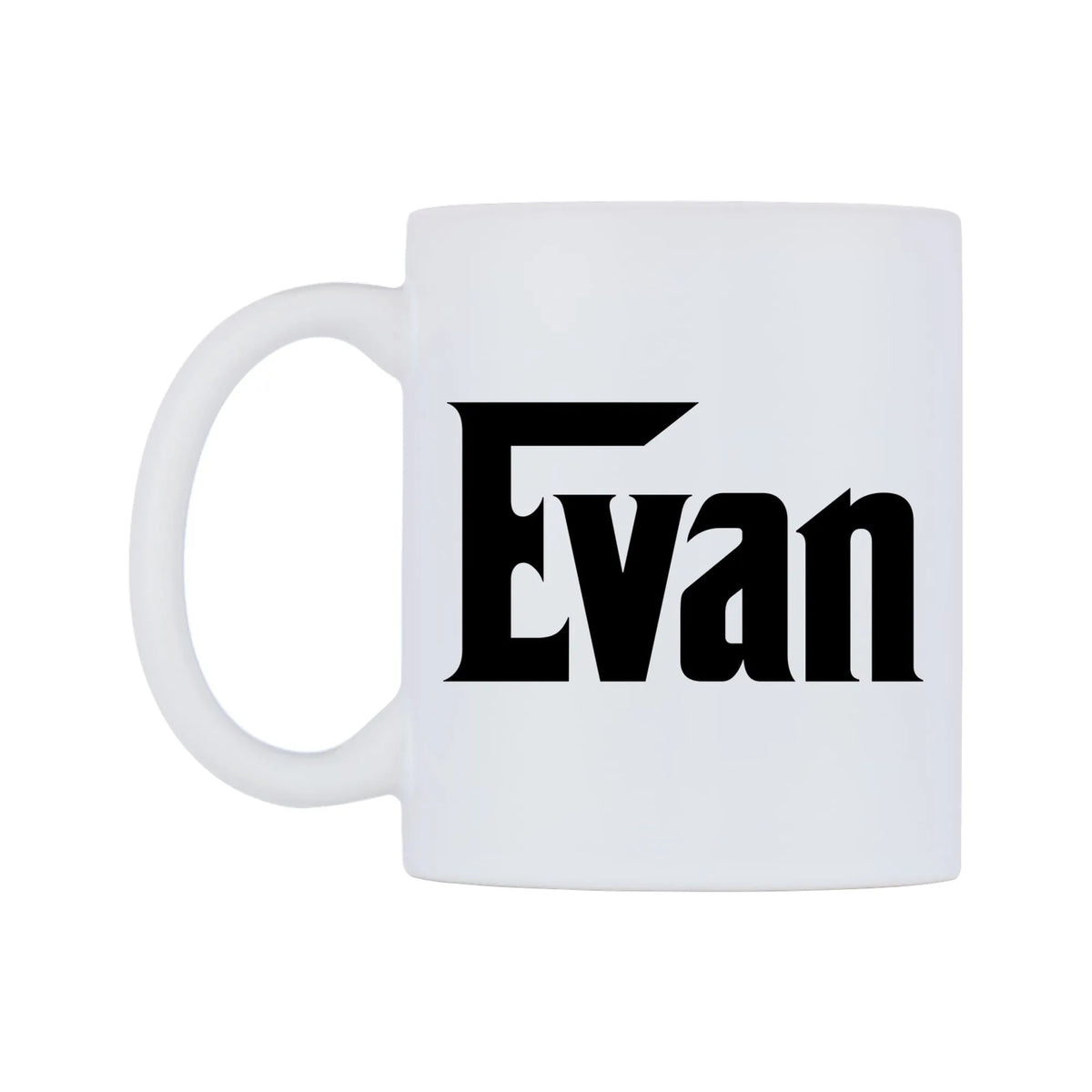 Evan - Godfather Themed Mug — white 11oz gloss mug, right side, on a white background