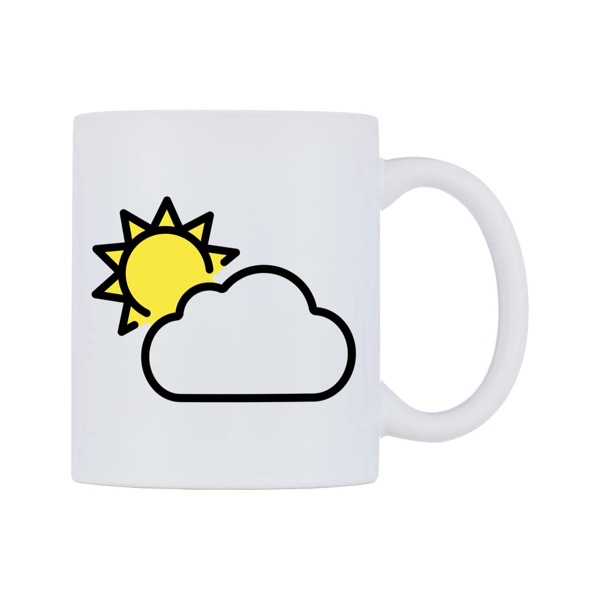Sun Behind Cloud Emoji Mug — mug, left side, on a white background
