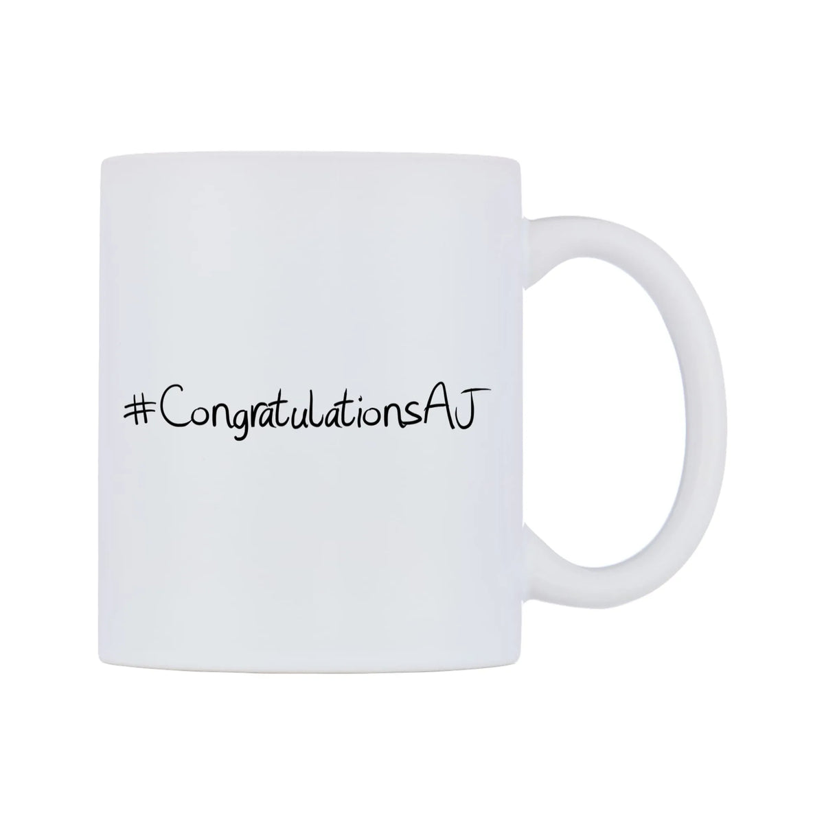 CongratulationsAJ Mug — mug, left side, on a white background