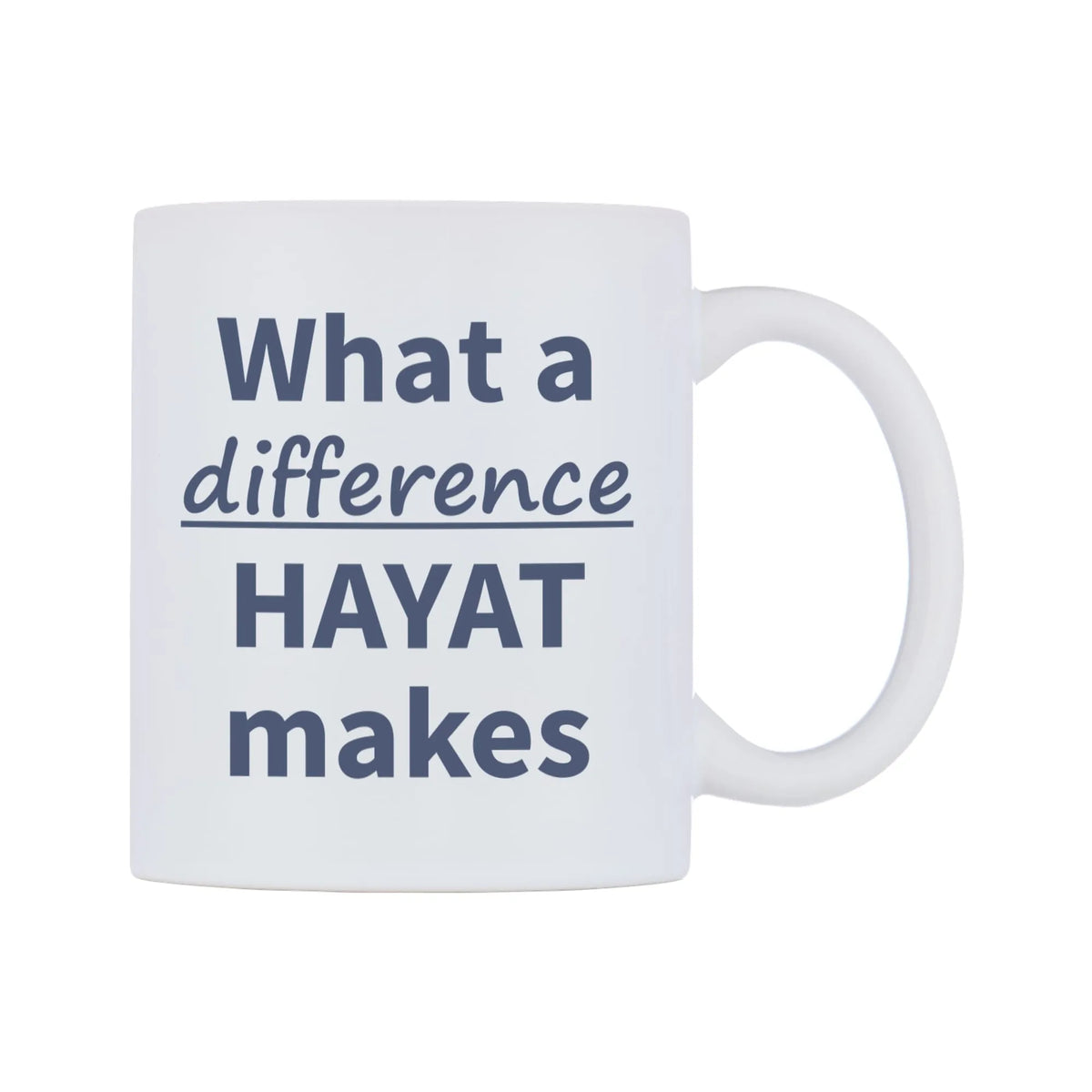 What a difference HAYAT makes Mug — mug, left side, on a white background