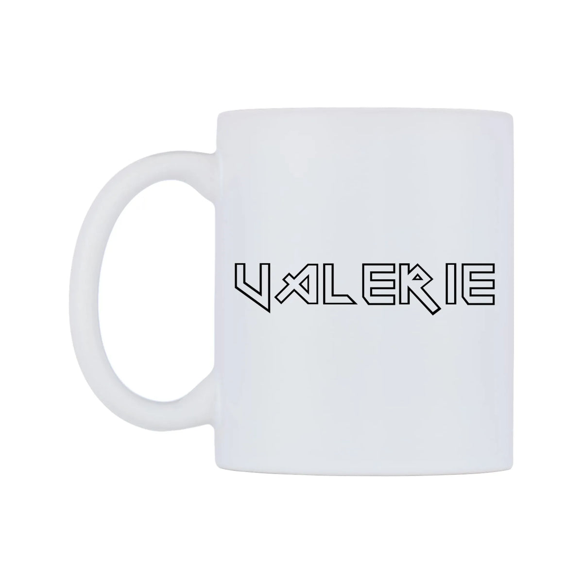 Valerie - Iron Maiden Themed Mug — white 11oz gloss mug, right side, on a white background